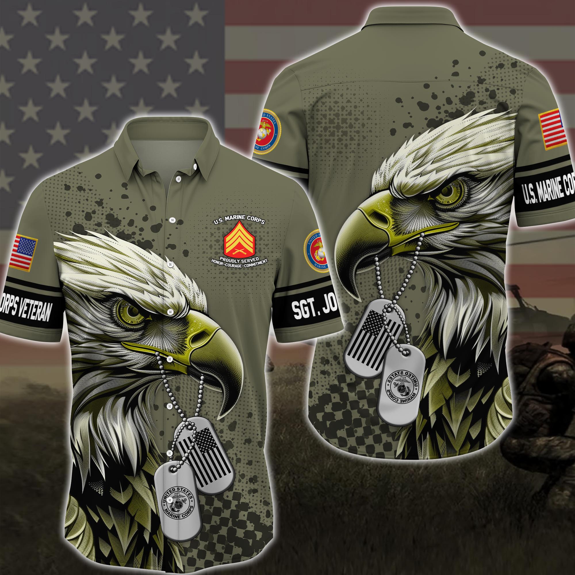 U.S. Marine Corps Veterans Hawaii Shirt Custom Your Name And Rank, Military Shirts, Gift For Veterans ETRG-57529