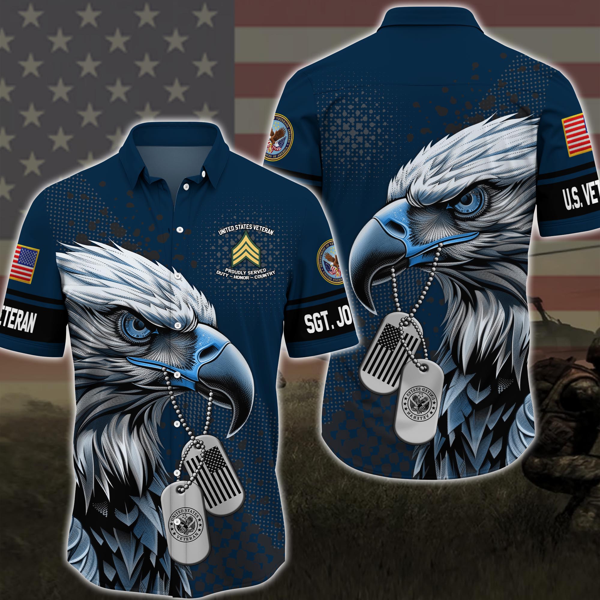 US Veteran Veterans Hawaii Shirt Custom Your Name And Rank, Military Shirts, Gift For Veterans ETRG-57529