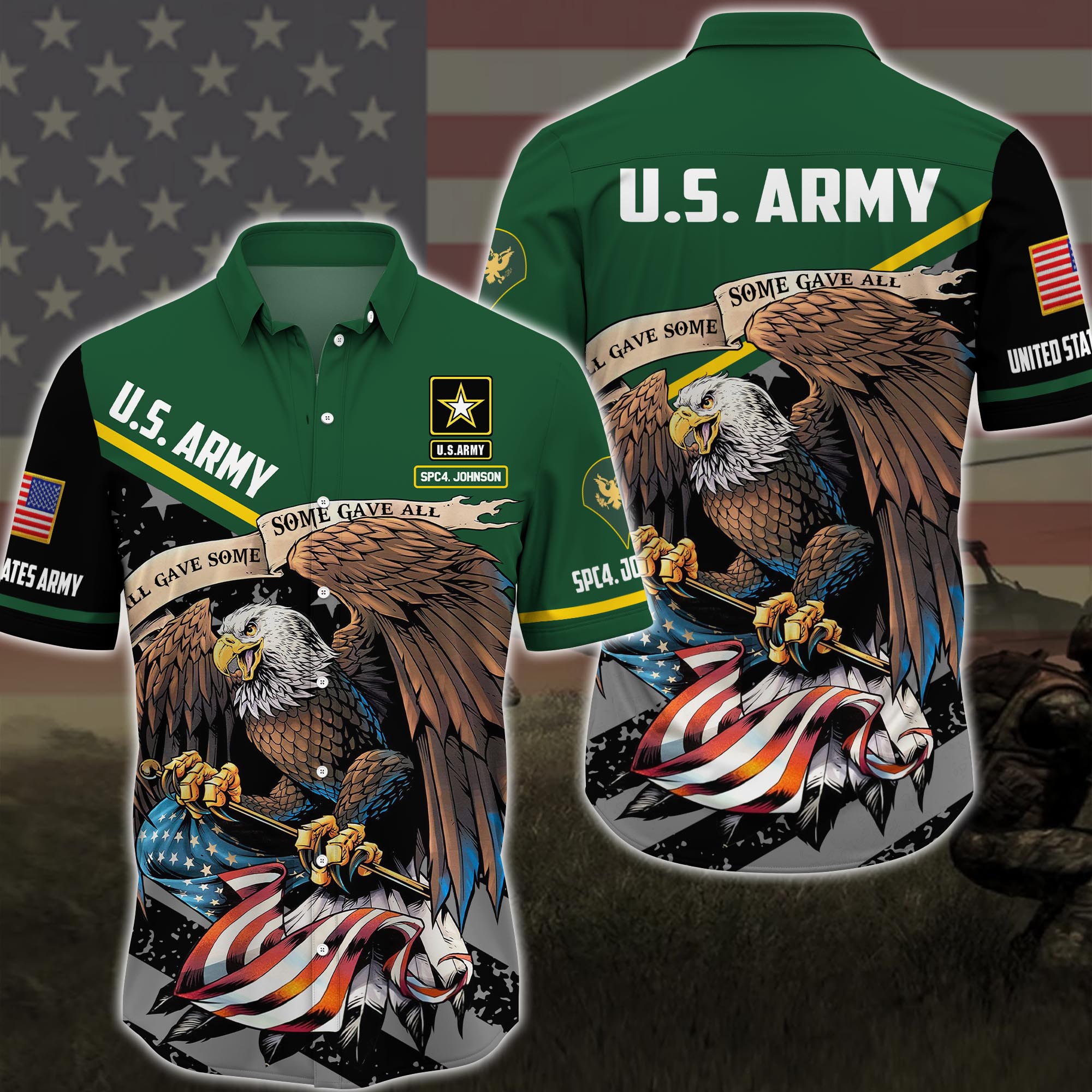 U.S. Army Hawaii Shirt Custom Your Name And Rank, All Gave Some, Some Gave All Military Shirts, Summer Gift For Soldiers ETRG-57552