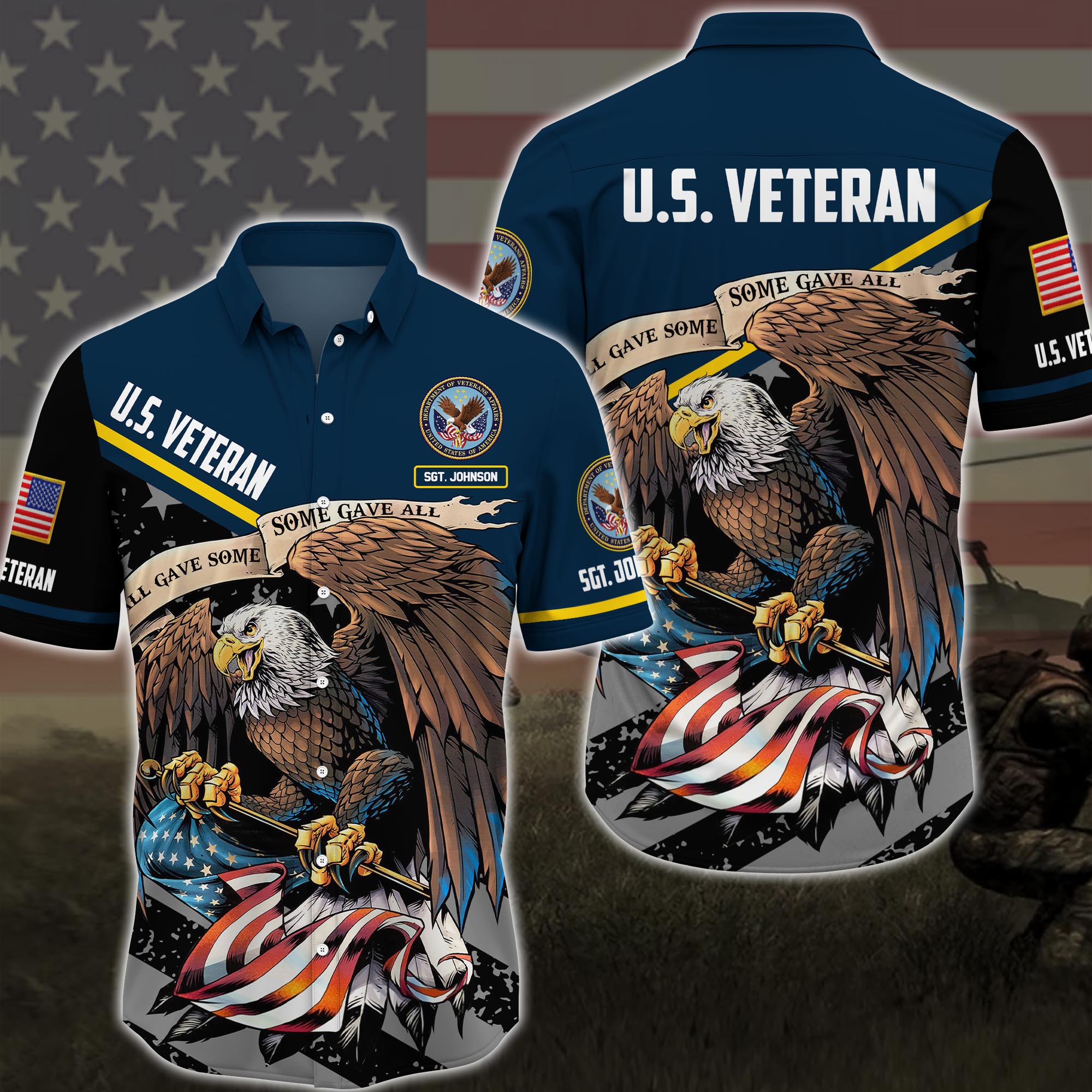 US Veteran Hawaii Shirt Custom Your Name And Rank, All Gave Some, Some Gave All Military Shirts, Summer Gift For Soldiers ETRG-57552