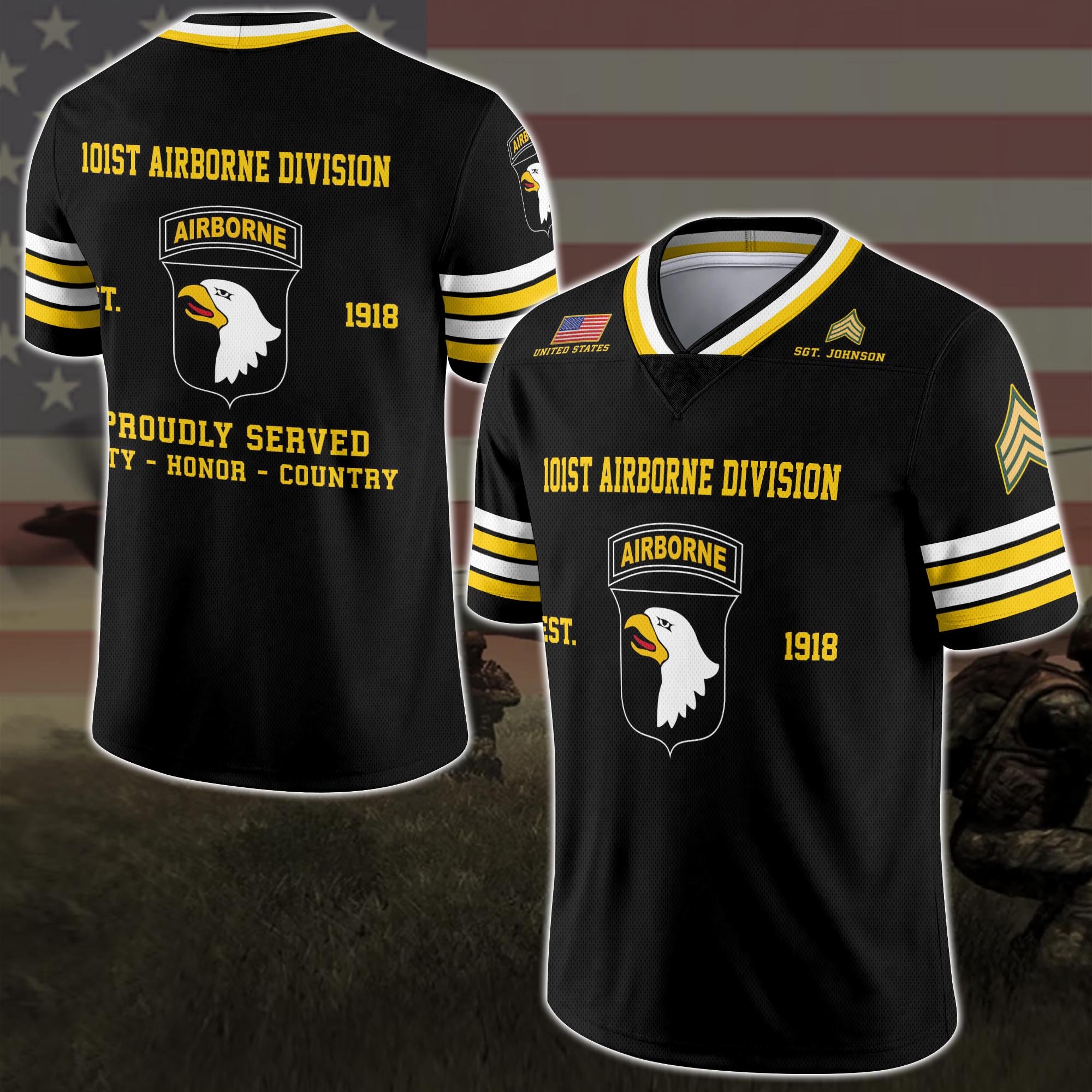 101st Airborne Division Vneck Football Jersey Custom Your Name And Rank, Military Shirts , US Military Gifts ETRG-58863