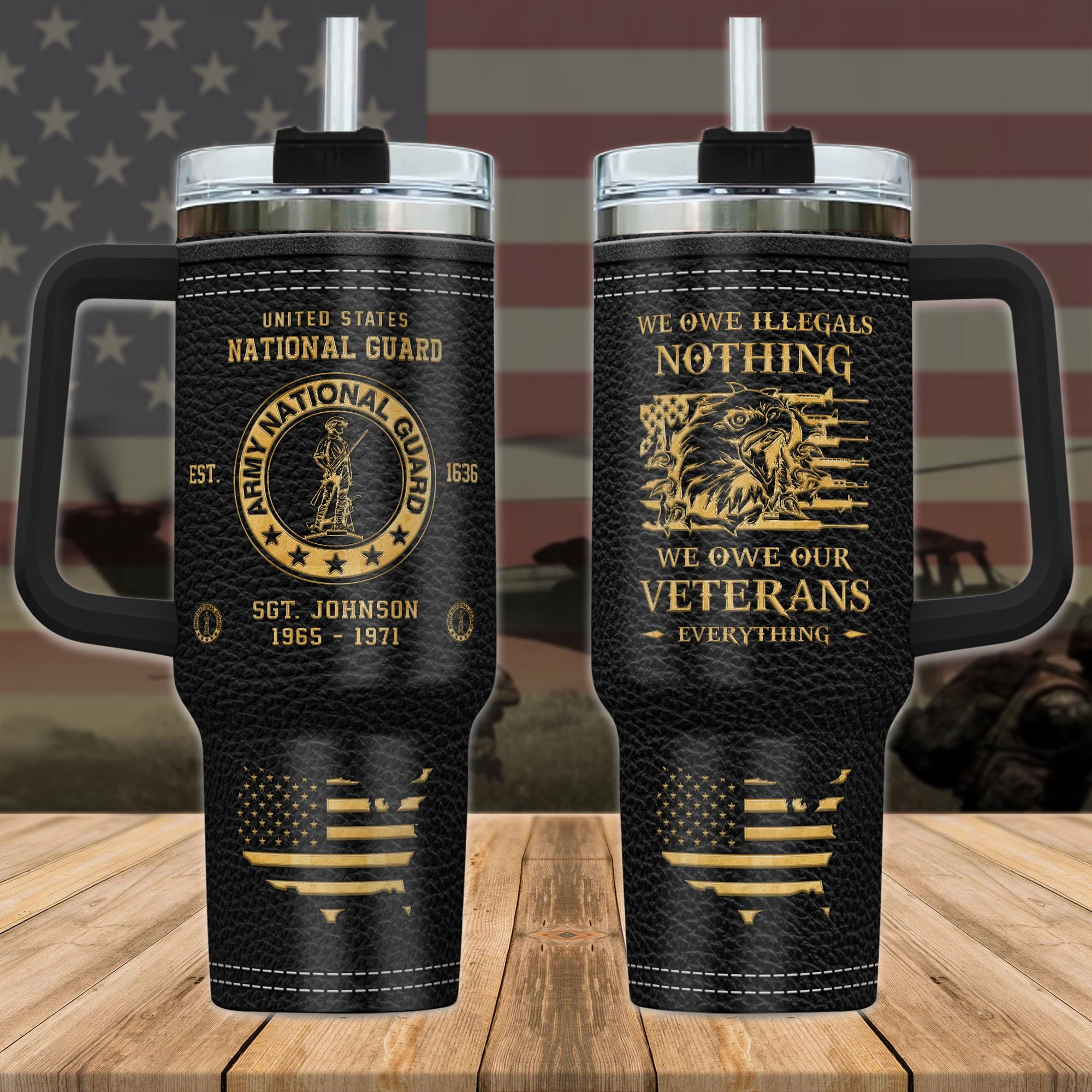 US National Guard Military Tumbler 40Oz Custom Name, Year And Rank, US Military Tumbler For Soldiers, US Military Gifts ETRG-59382