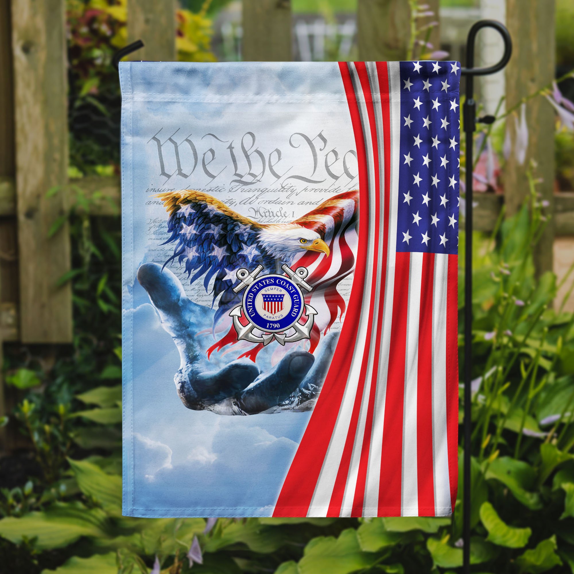 U.S. Coast Guard American Pride 4th Of July Garden Flag, US Military Flag, Gift For US Military ETRG-59450