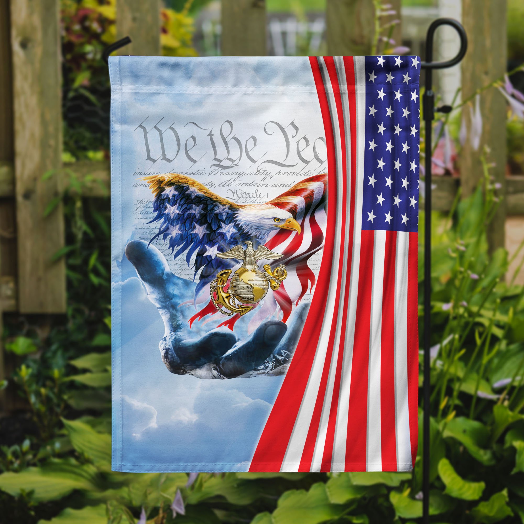 U.S. Marine Corps American Pride 4th Of July Garden Flag, US Military Flag, Gift For US Military ETRG-59450