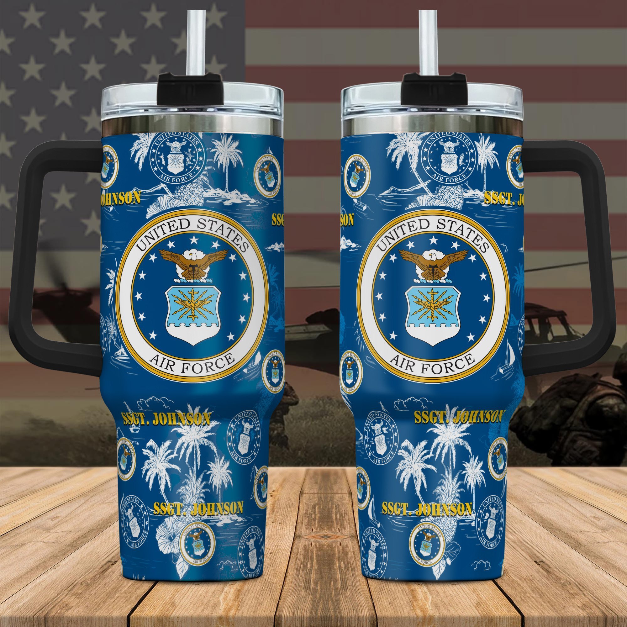 U.S. Air Force Tumbler 40Oz Custom Name, Military Tumbler For Soldiers, US Military Gifts EHIVM-59590