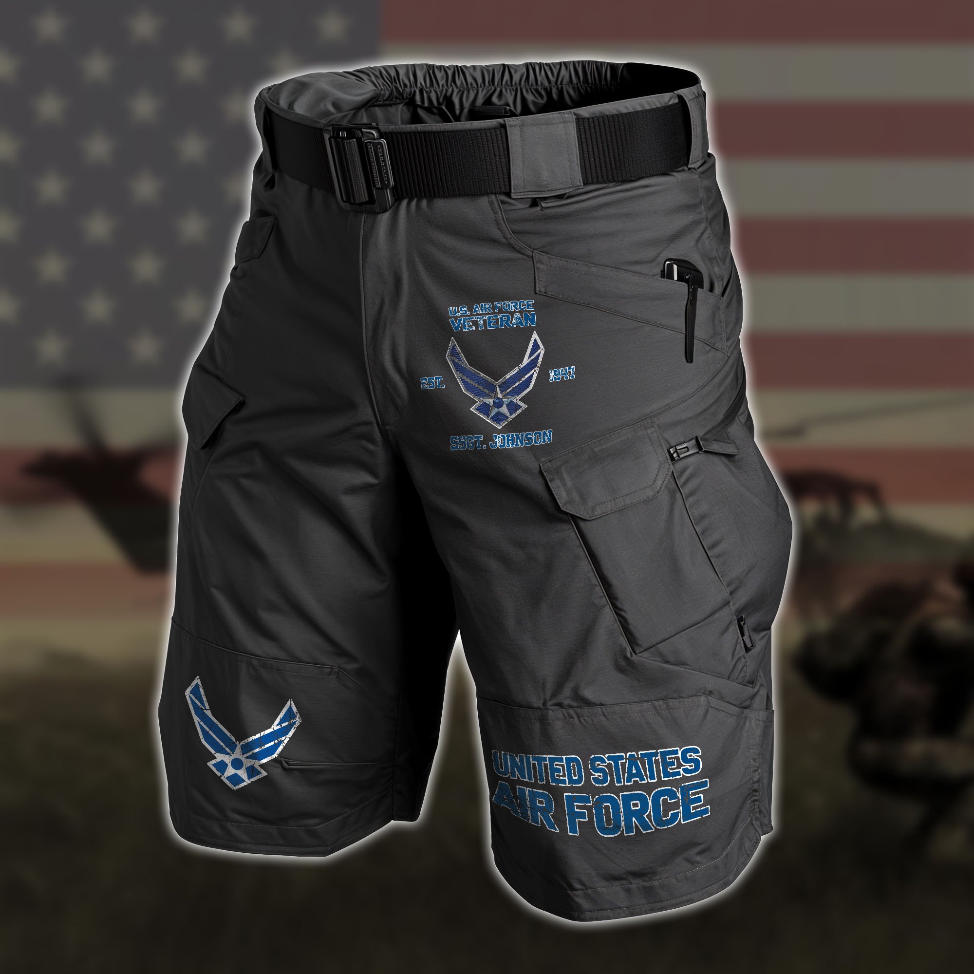 U.S. Air Force Summer Men Cargo Cargo Short Custom Your Name, Military Short, Gift For US Military Soldiers ETRG-59602