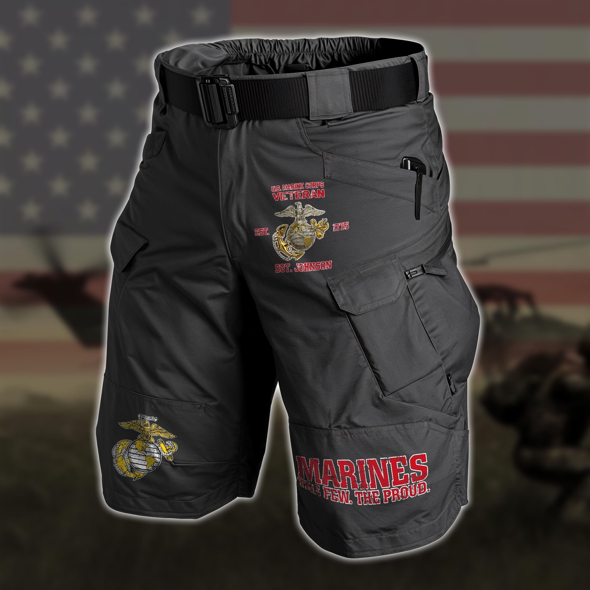 01 U.S. Marine Corps Summer Men Cargo Cargo Short Custom Your Name, Military Short, Gift For US Military Soldiers ETRG-59602