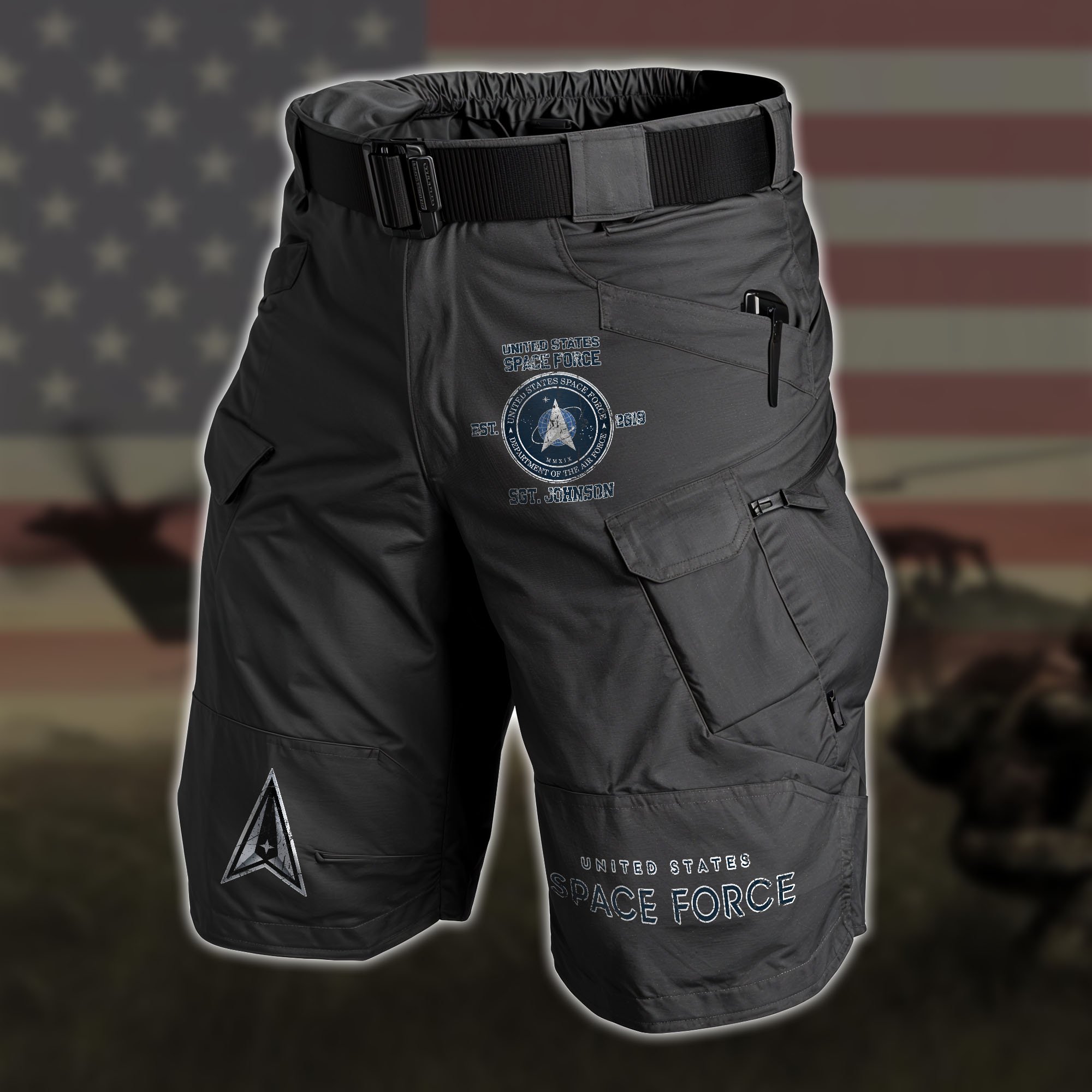 U.S. Space Force Summer Men Cargo Cargo Short Custom Your Name, Military Short, Gift For US Military Soldiers ETRG-59602