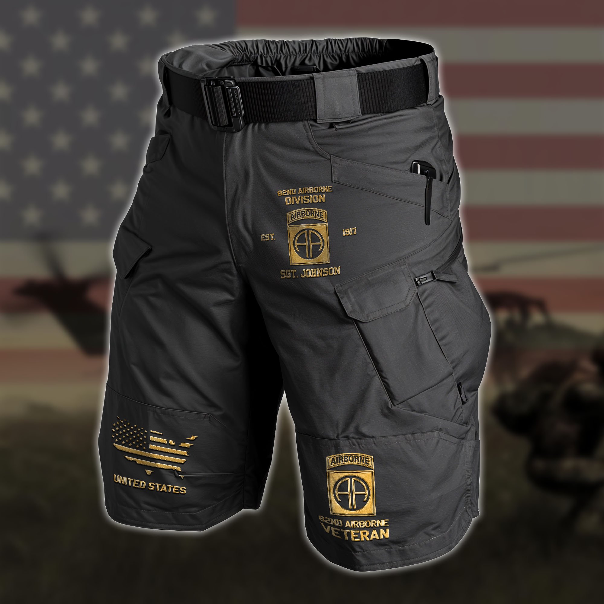 82nd Airborne Summer Men Cargo Short Custom Your Name, US Military Cargo Short For Soldiers, Gifts For US Military ETRG-59606