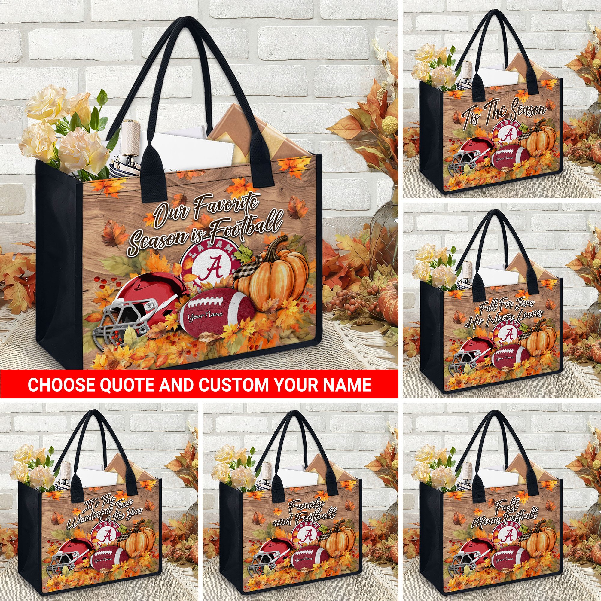 Alabama Crimson Tide Canvas Tote Bag Custom Your Name And Choose Your Quotes, Sport Canvas Tote Bag, Sport Gifts For Fan EHIVM-60079