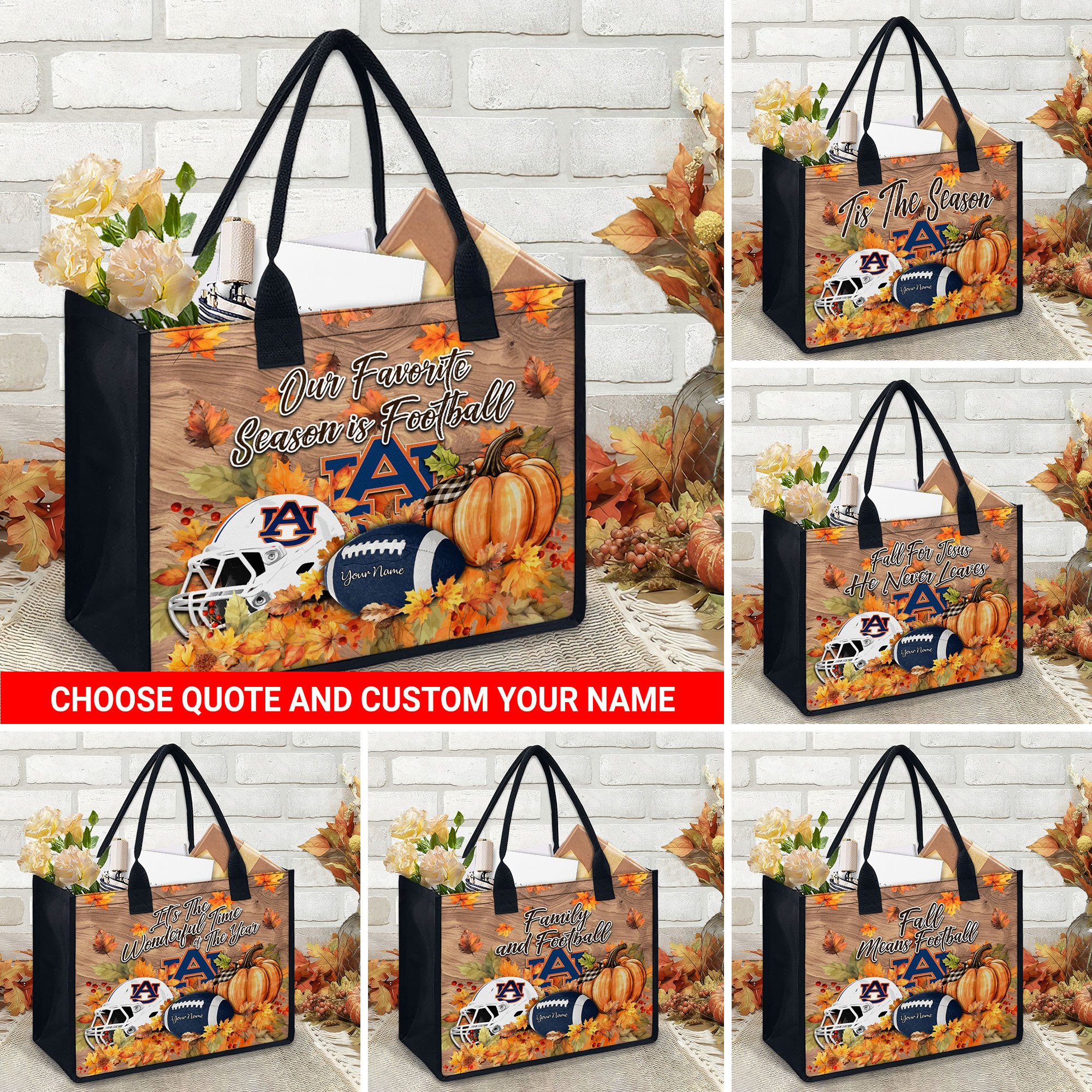 Auburn Tigers Canvas Tote Bag Custom Your Name And Choose Your Quotes, Sport Canvas Tote Bag, Sport Gifts For Fan EHIVM-60079