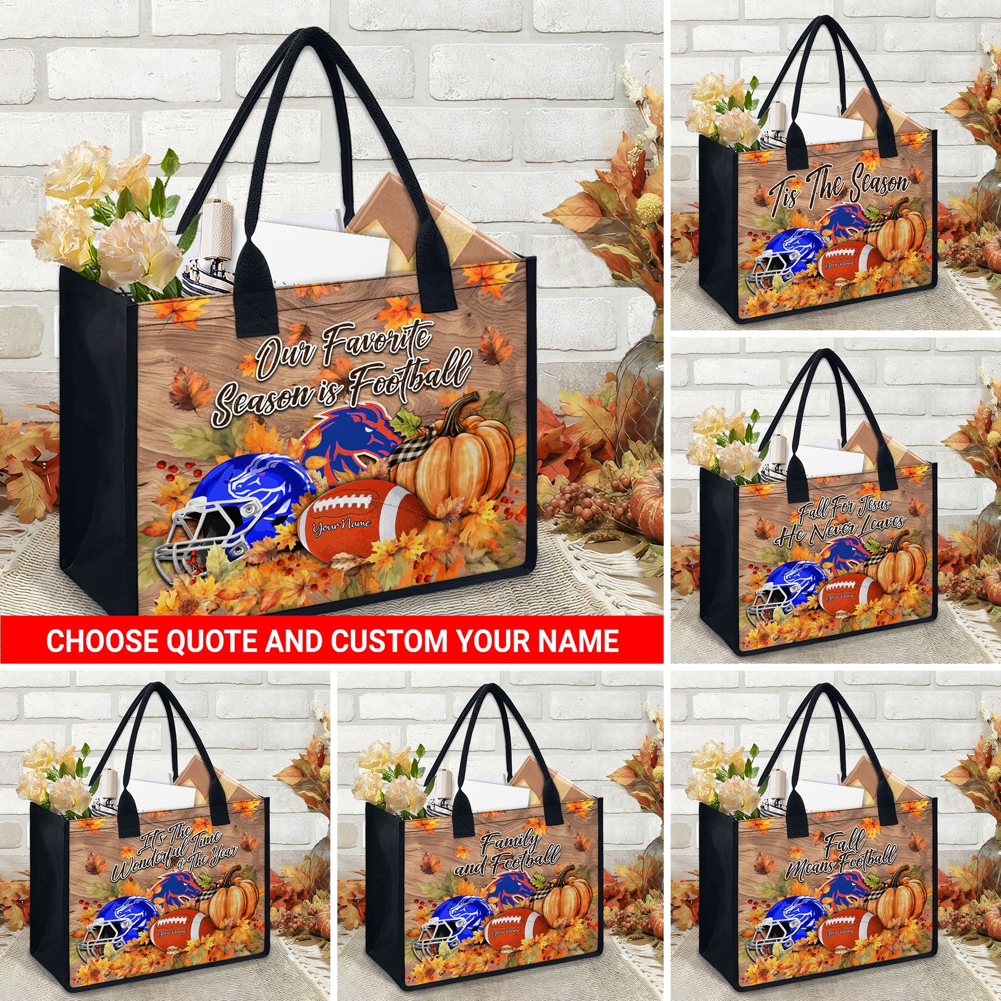 Boise State Broncos Canvas Tote Bag Custom Your Name And Choose Your Quotes, Sport Canvas Tote Bag, Sport Gifts For Fan EHIVM-60079