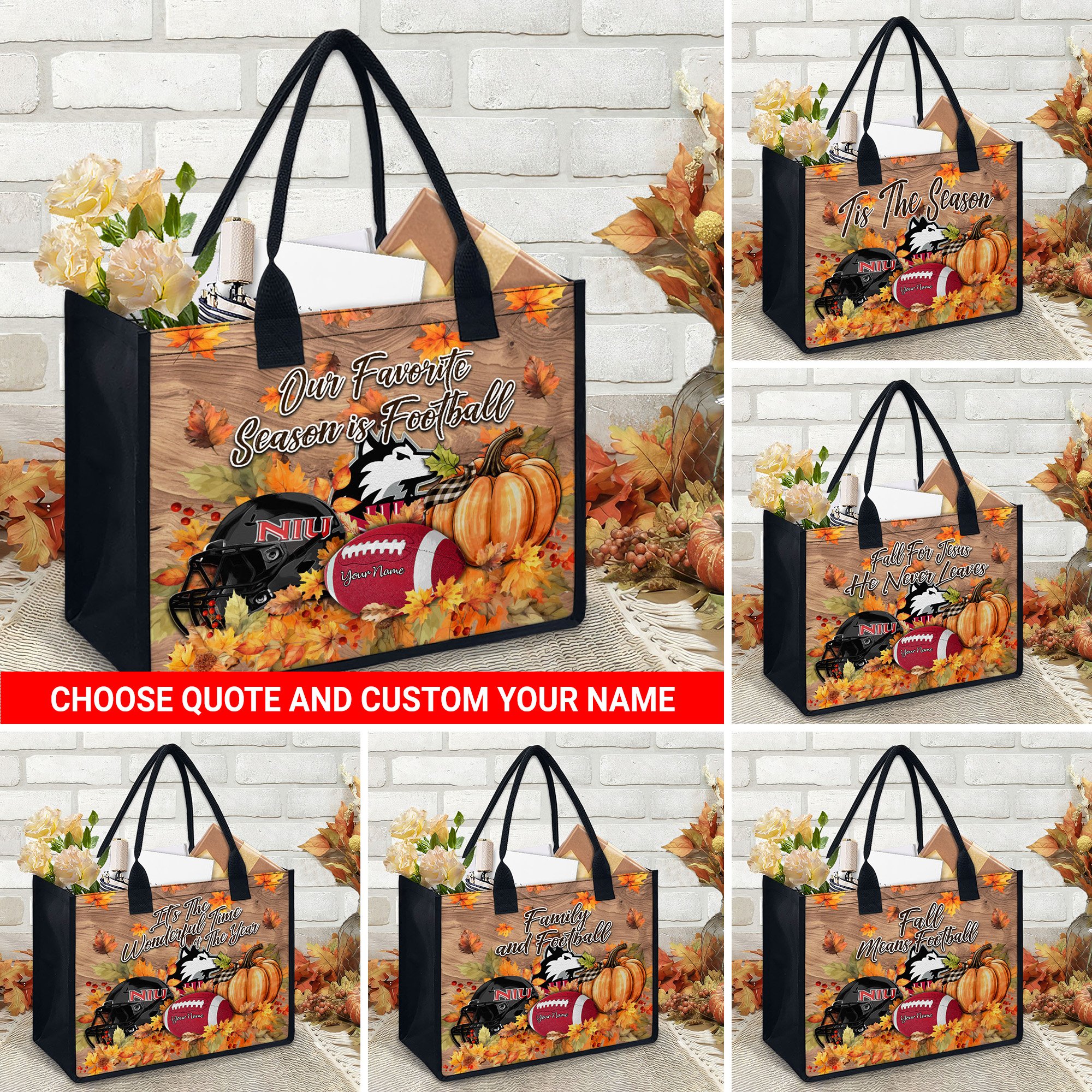 Northern Illinois Huskies Canvas Tote Bag Custom Your Name And Choose Your Quotes, Sport Canvas Tote Bag, Sport Gifts For Fan EHIVM-60079