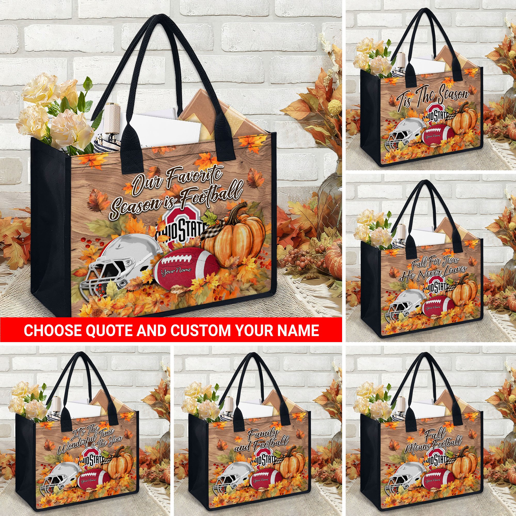 Ohio State Buckeyes Canvas Tote Bag Custom Your Name And Choose Your Quotes, Sport Canvas Tote Bag, Sport Gifts For Fan EHIVM-60079