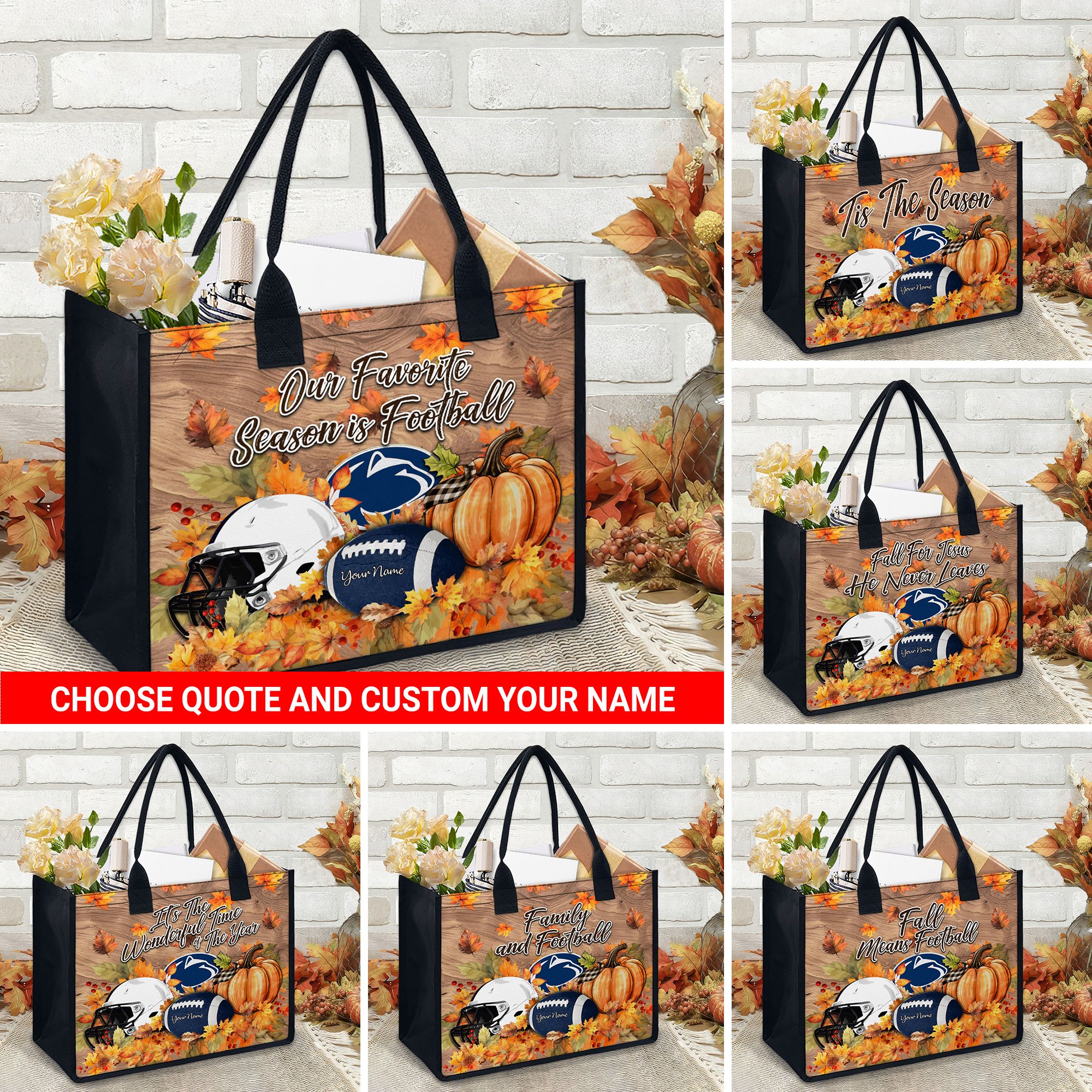 Penn State Nittany Lions Canvas Tote Bag Custom Your Name And Choose Your Quotes, Sport Canvas Tote Bag, Sport Gifts For Fan EHIVM-60079