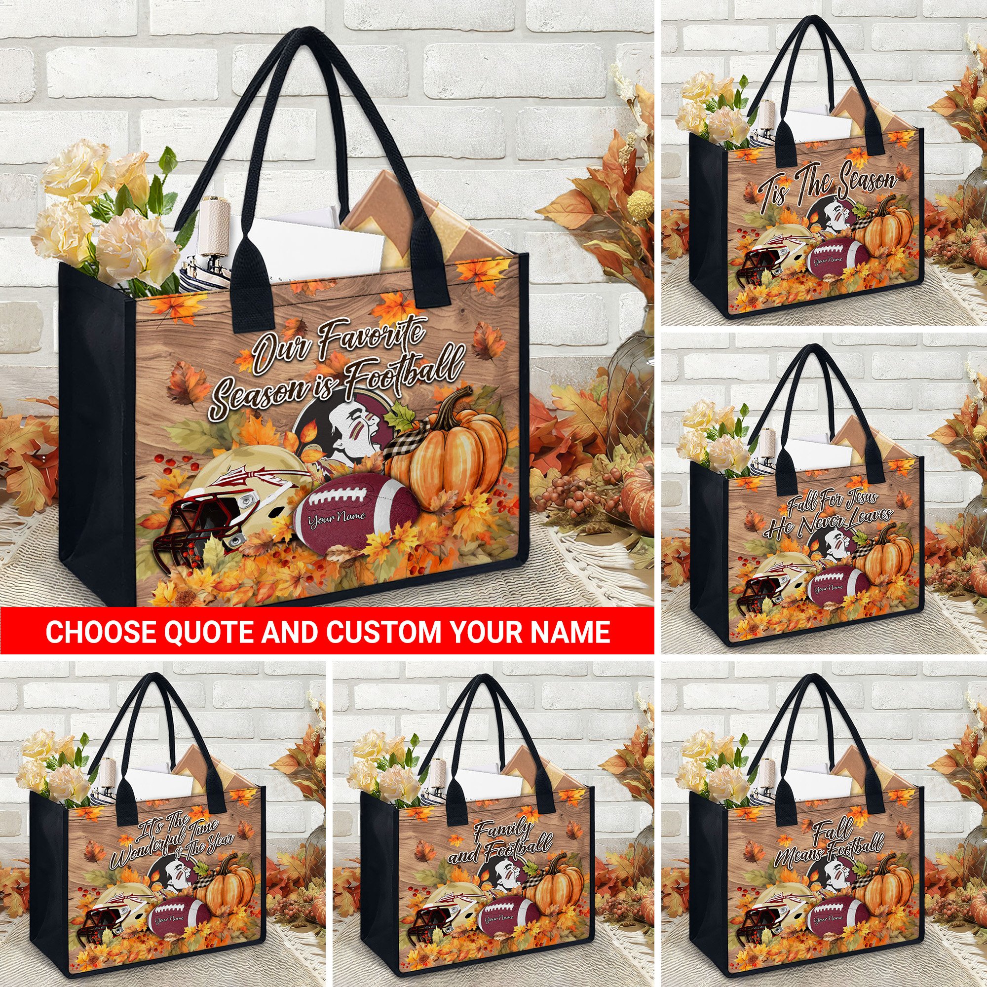 Florida State Seminoles Canvas Tote Bag Custom Your Name And Choose Your Quotes, Sport Canvas Tote Bag, Sport Gifts For Fan EHIVM-60079