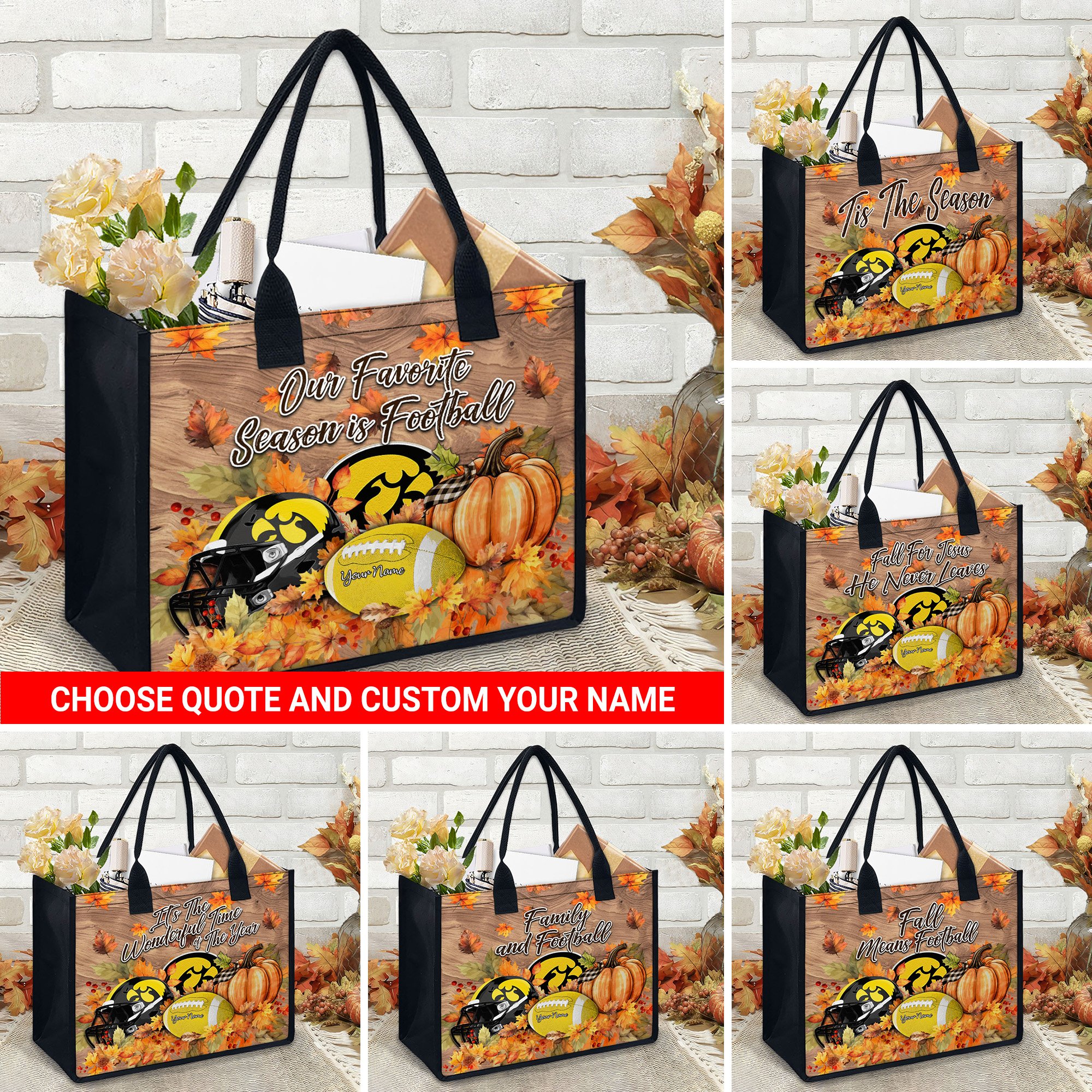 Iowa Hawkeyes Canvas Tote Bag Custom Your Name And Choose Your Quotes, Sport Canvas Tote Bag, Sport Gifts For Fan EHIVM-60079