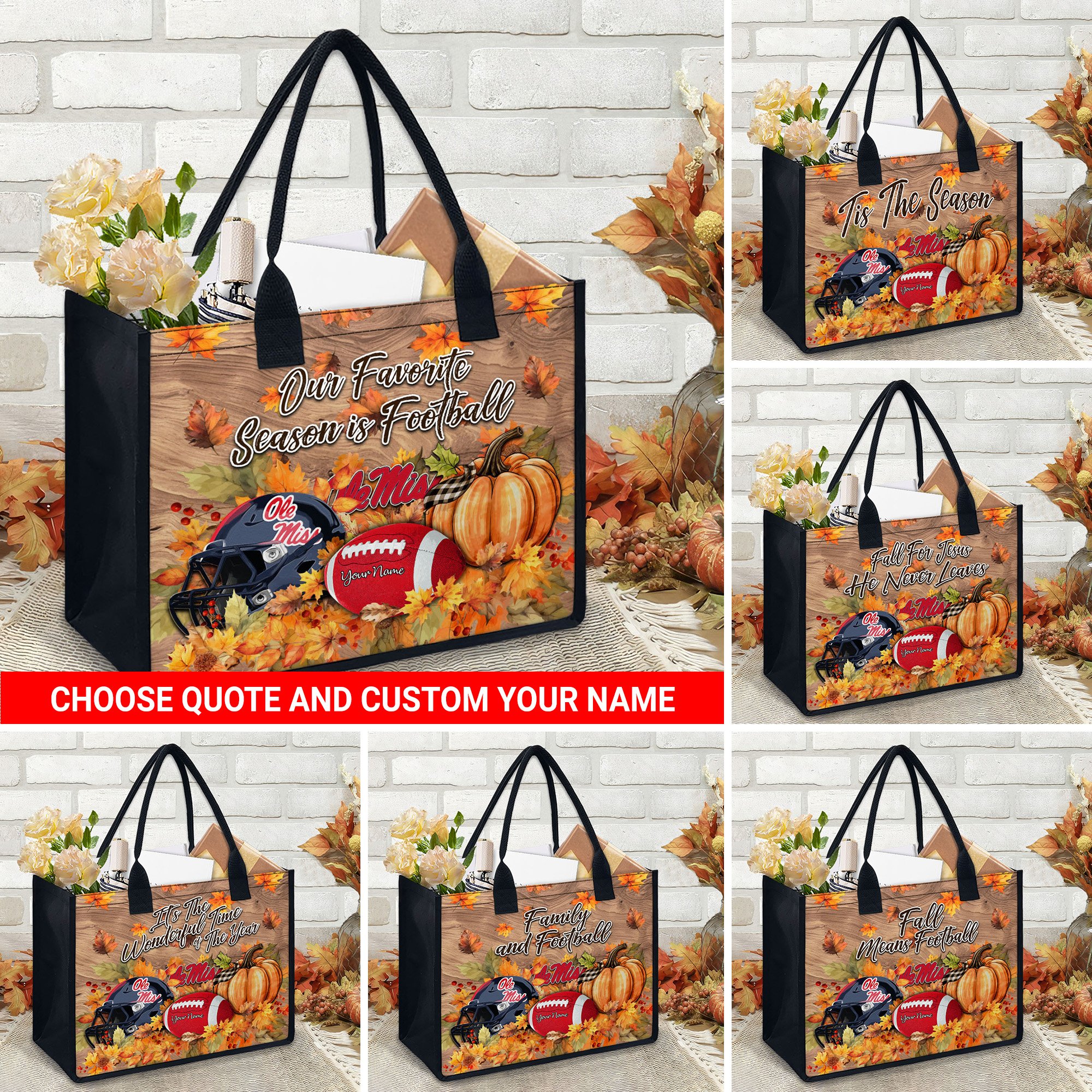 Ole Miss Rebels Canvas Tote Bag Custom Your Name And Choose Your Quotes, Sport Canvas Tote Bag, Sport Gifts For Fan EHIVM-60079