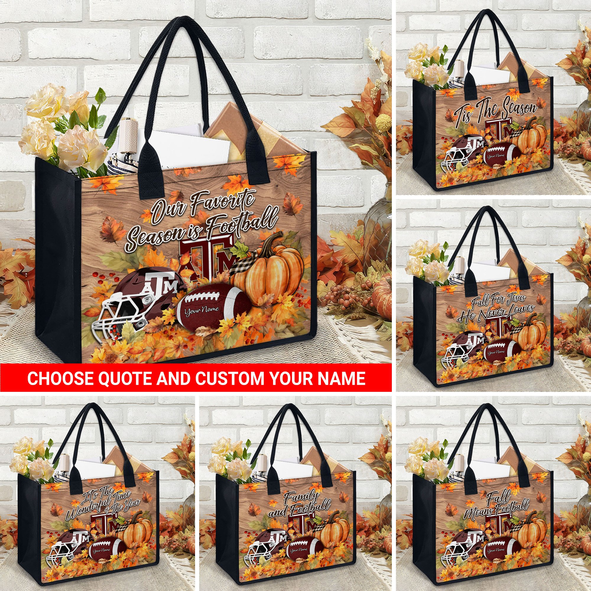 Texas A&M Aggies Canvas Tote Bag Custom Your Name And Choose Your Quotes, Sport Canvas Tote Bag, Sport Gifts For Fan EHIVM-60079