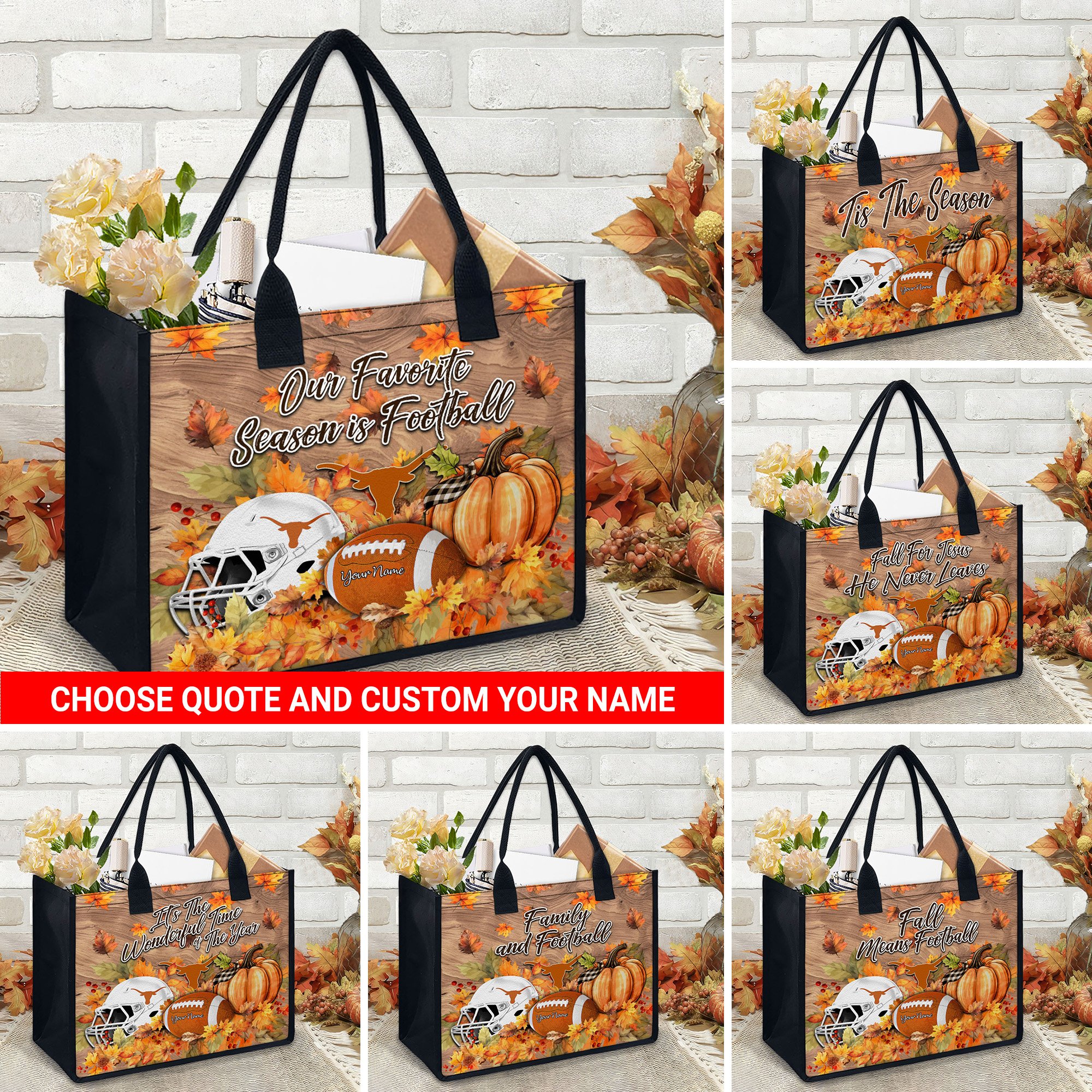 Texas Longhorns Canvas Tote Bag Custom Your Name And Choose Your Quotes, Sport Canvas Tote Bag, Sport Gifts For Fan EHIVM-60079