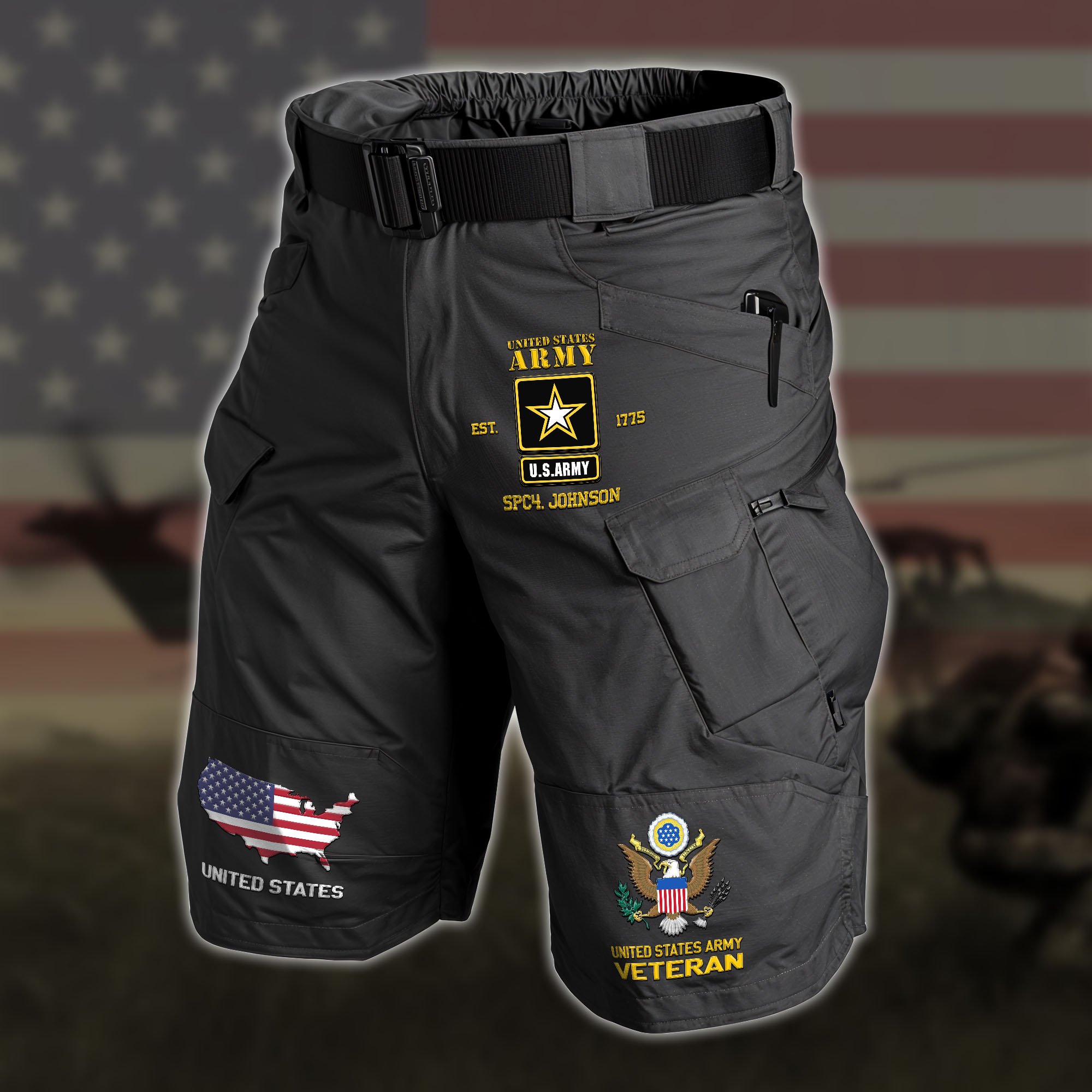 U.S. Army 2D Summer Men Cargo Short Custom Your Name And Rank, Military Shorts, Military Gifts EHIVM-59890