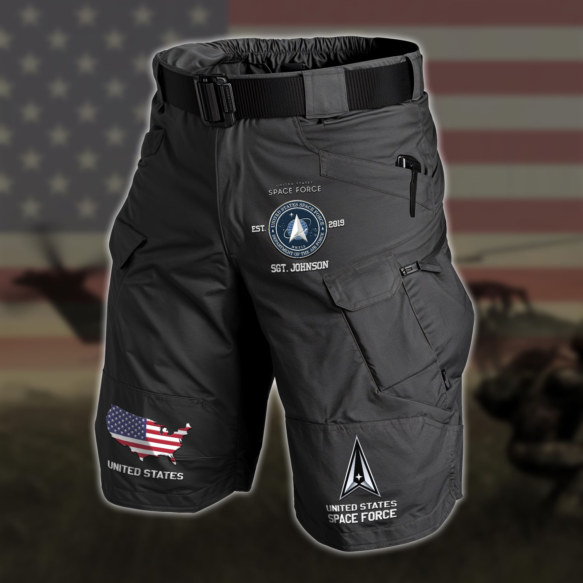 U.S. Space Force 2D Summer Men Cargo Short Custom Your Name And Rank, Military Shorts, Military Gifts EHIVM-59890