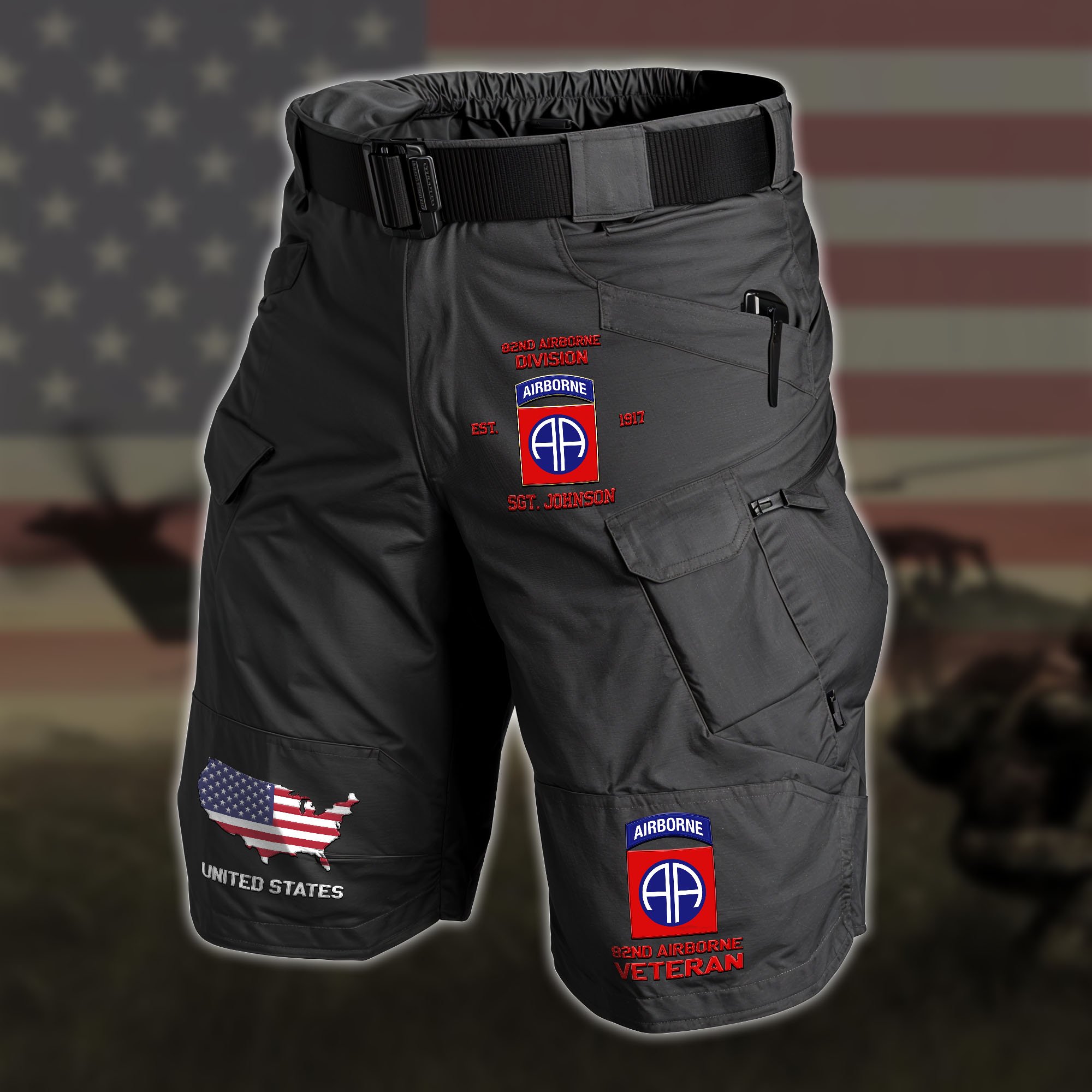 82nd Airborne 2D Summer Men Cargo Short Custom Your Name And Rank, Military Shorts, Military Gifts EHIVM-59890