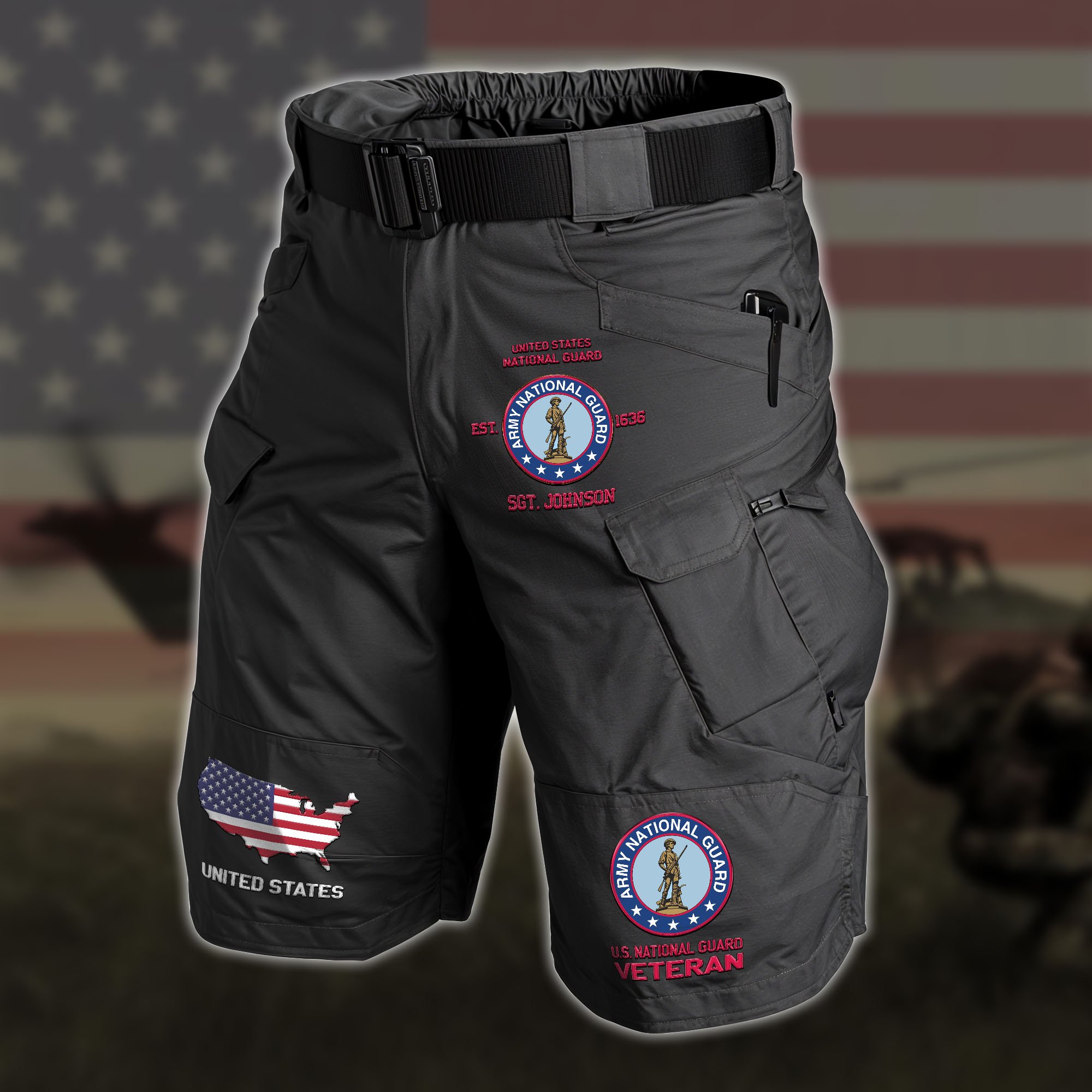 US National Guard 2D Summer Men Cargo Short Custom Your Name And Rank, Military Shorts, Military Gifts EHIVM-59890