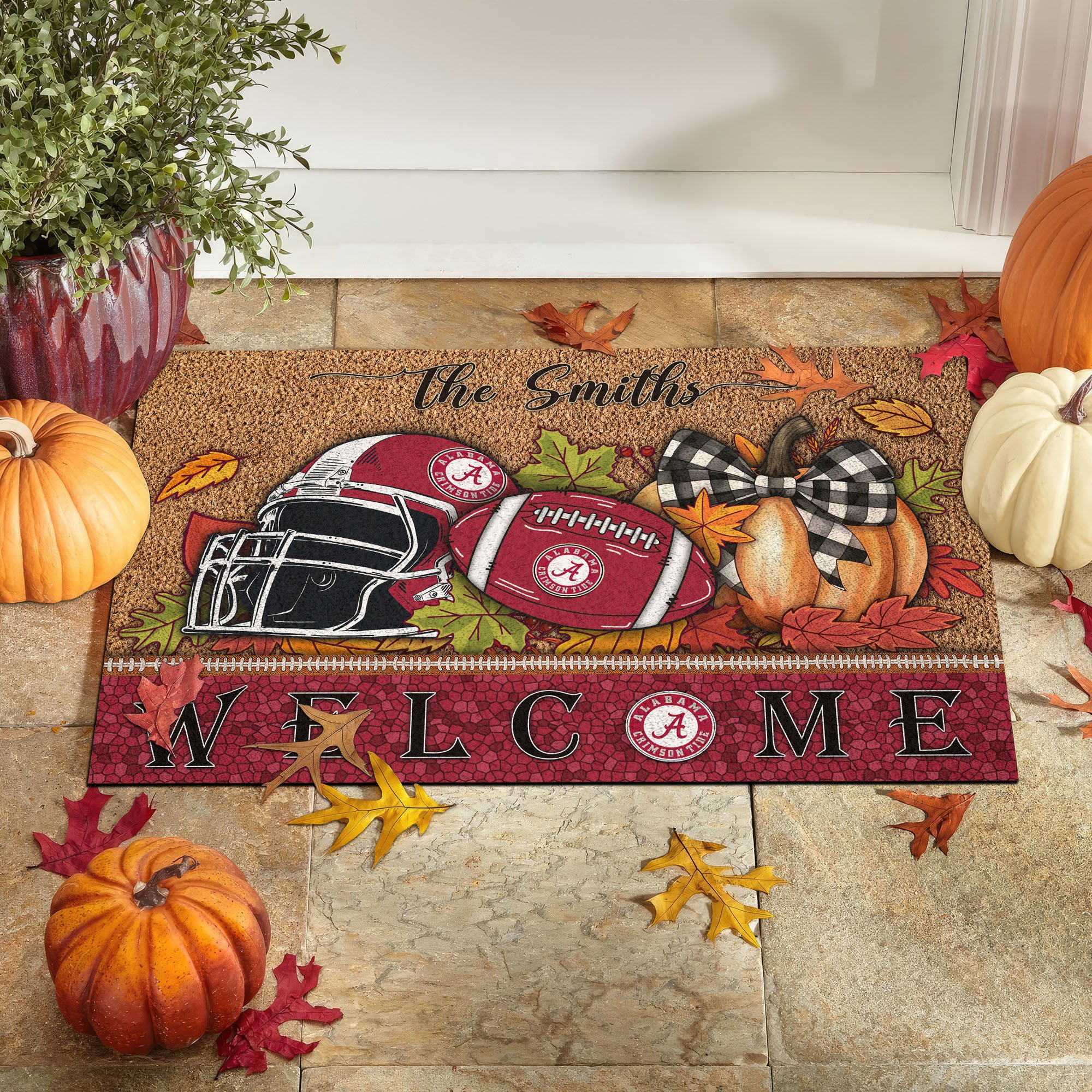 Alabama Crimson Tide Doormat Custom Your Family Name, Sport Doormat, Sport Gifts For Fan, Home Decorations EHIVM-60025