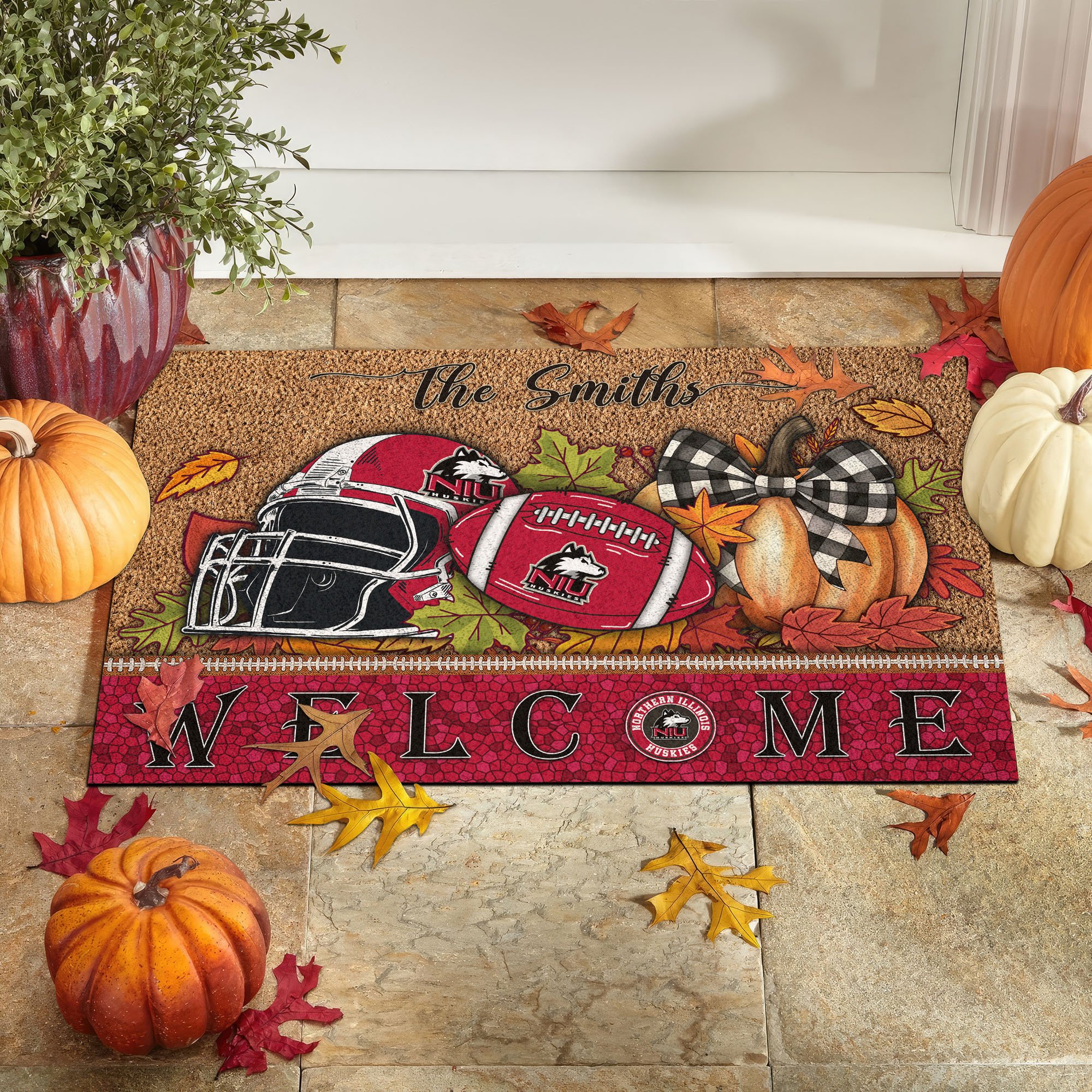 Northern Illinois Huskies Doormat Custom Your Family Name, Sport Doormat, Sport Gifts For Fan, Home Decorations EHIVM-60025