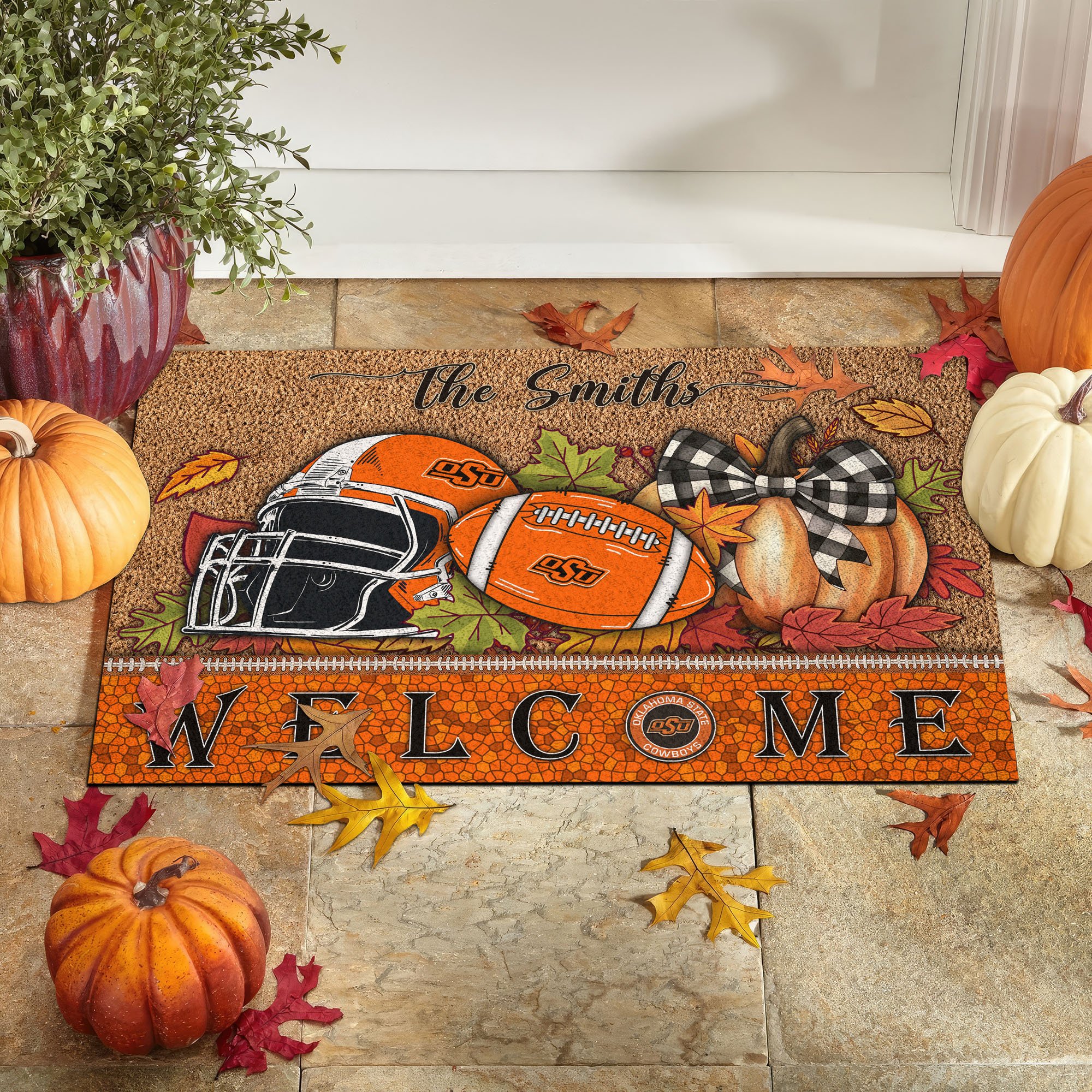 Oklahoma State Cowboys Doormat Custom Your Family Name, Sport Doormat, Sport Gifts For Fan, Home Decorations EHIVM-60025