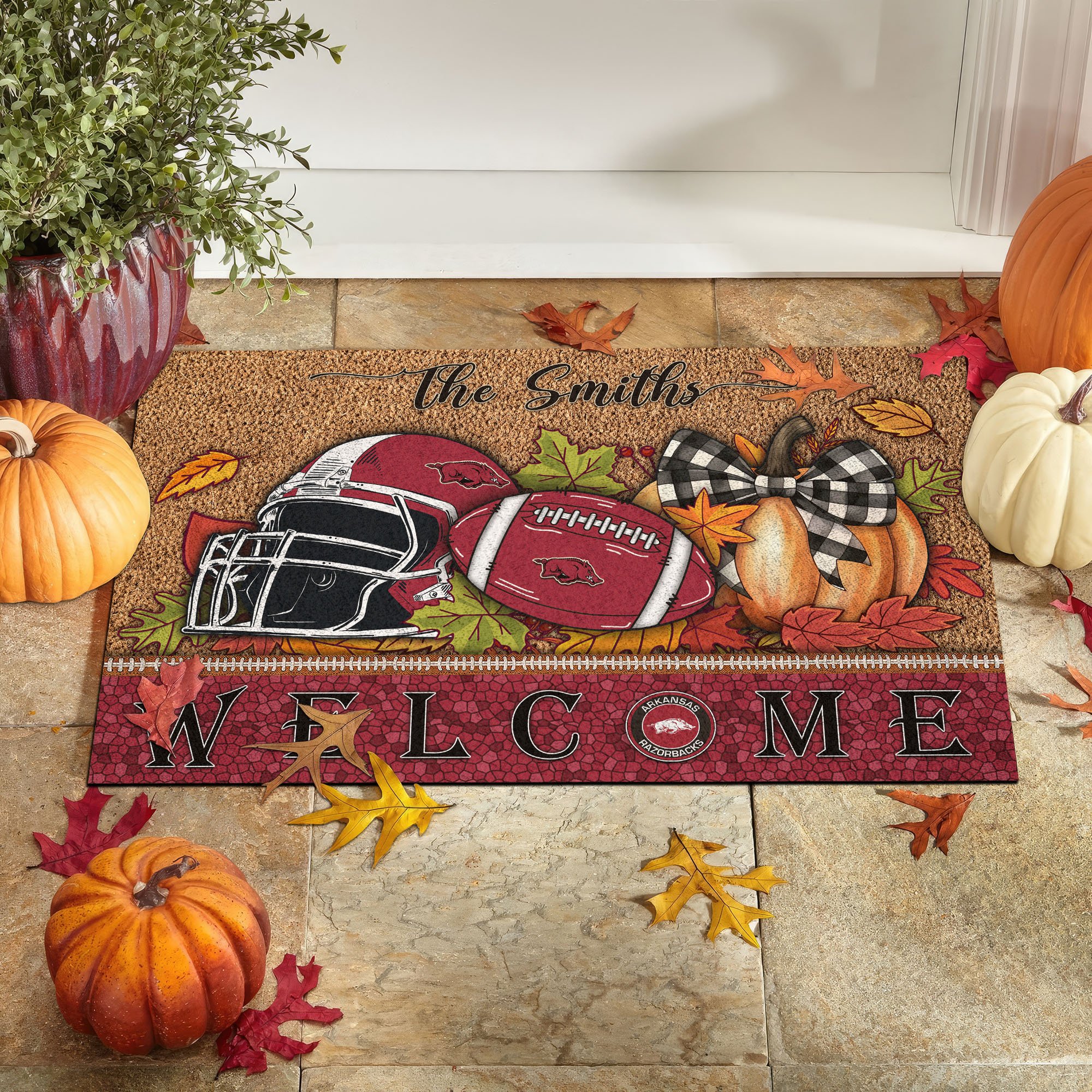 Arkansas Razorbacks Doormat Custom Your Family Name, Home Decorations EHIVM-60025