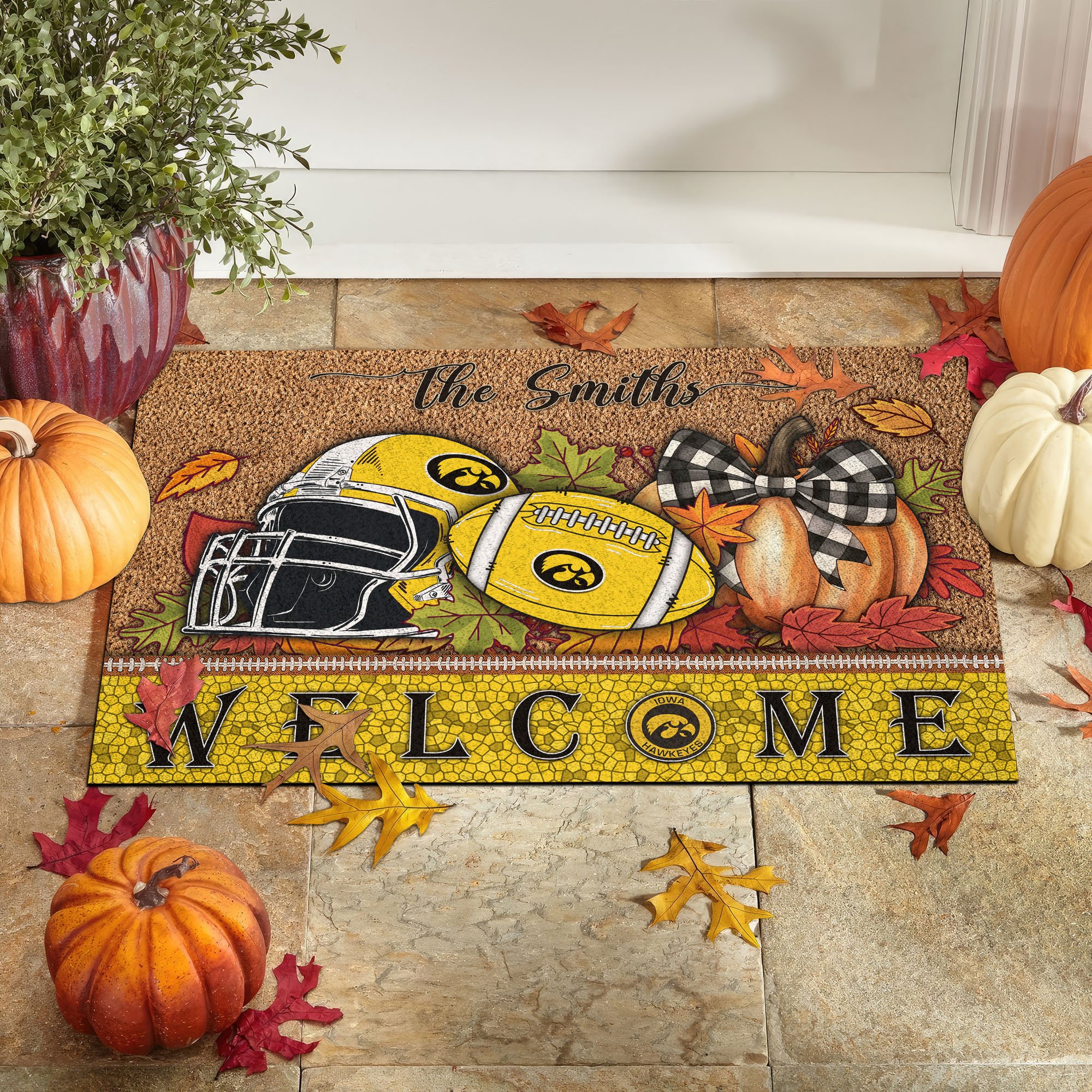 Iowa Hawkeyes Doormat Custom Your Family Name, Sport Doormat, Sport Gifts For Fan, Home Decorations EHIVM-60025