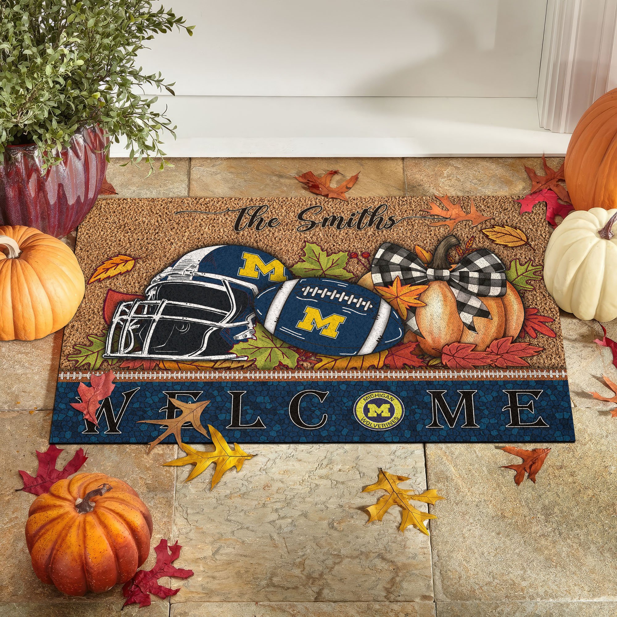 Michigan Wolverines Doormat Custom Your Family Name, Sport Doormat, Sport Gifts For Fan, Home Decorations EHIVM-60025