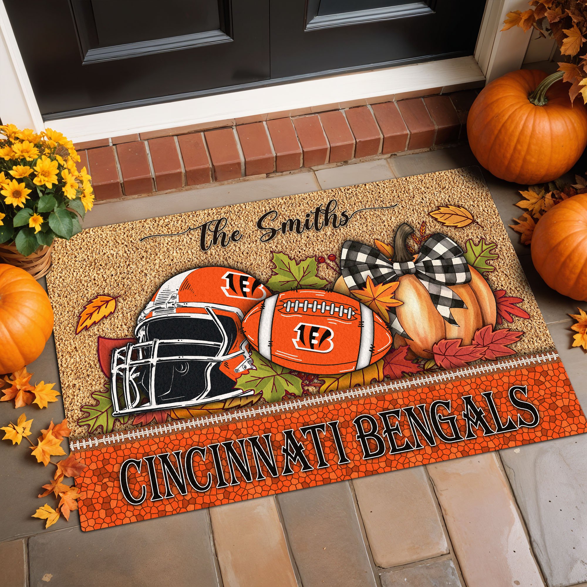 Cincinnati Bengals Doormat Custom Your Family Name, Sport Doormat, Sport Gifts For Fan, Home Decorations EHIVM-60181