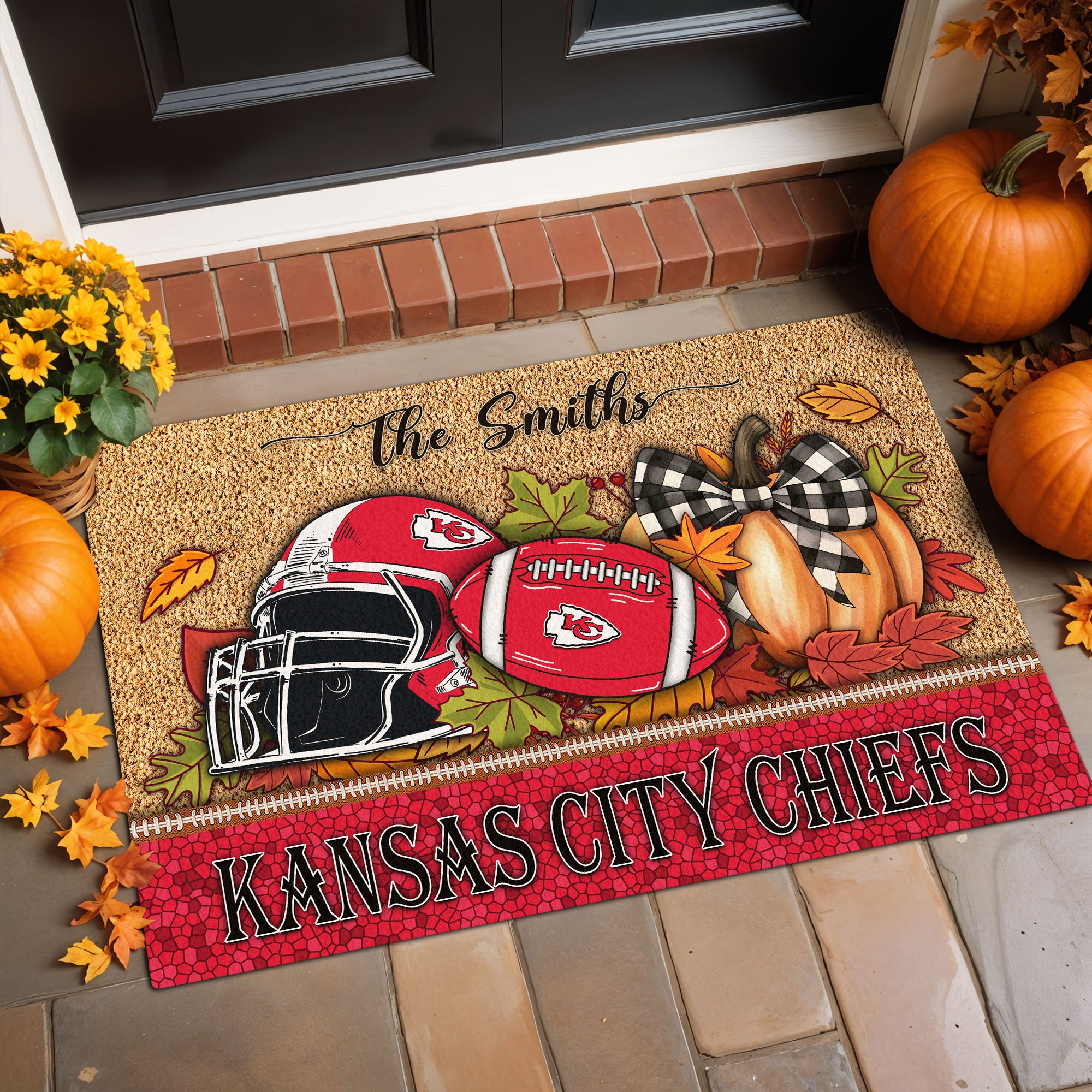 Kansas City Chiefs Doormat Custom Your Family Name, Sport Doormat, Sport Gifts For Fan, Home Decorations EHIVM-60181