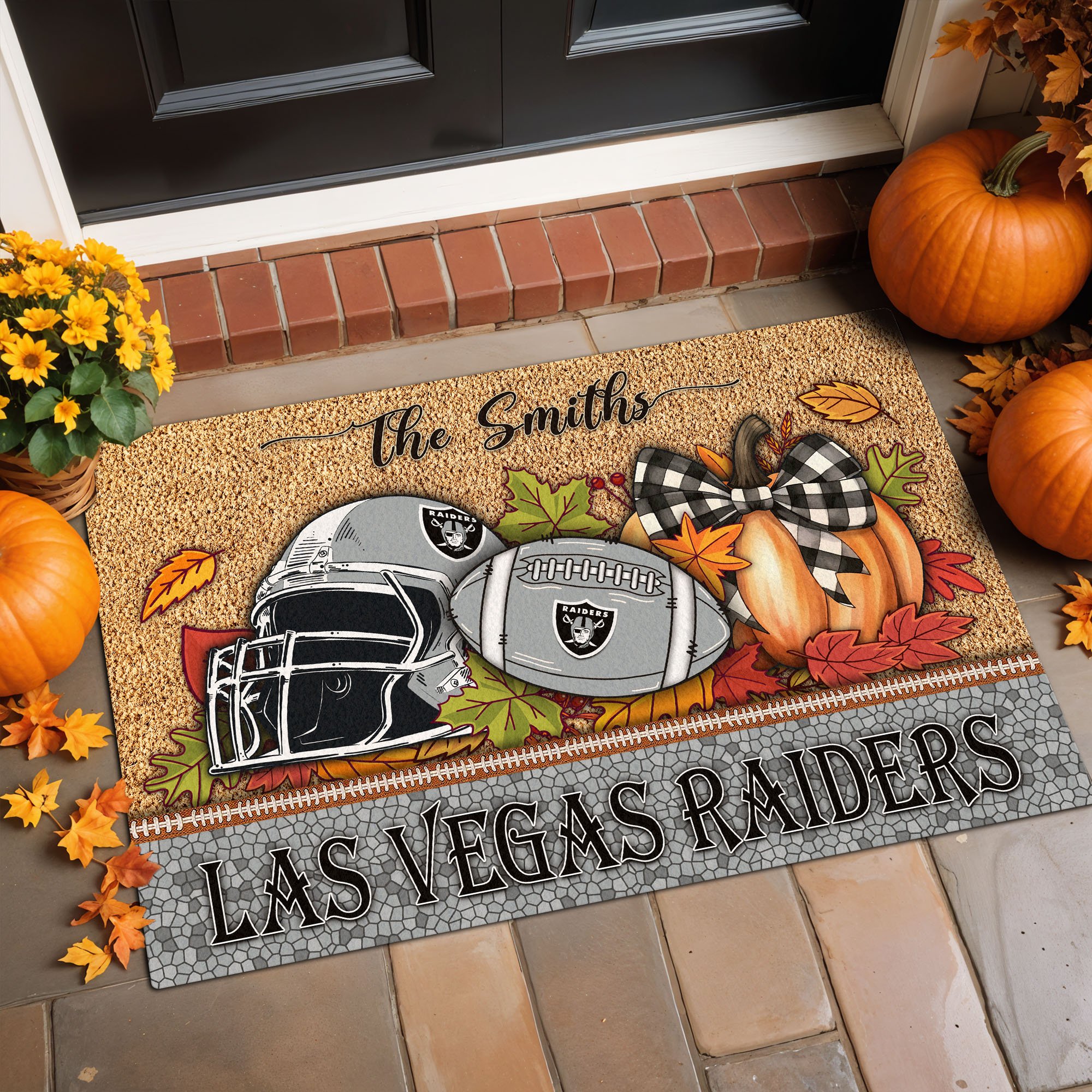 Las Vegas Raiders Doormat Custom Your Family Name, Sport Doormat, Sport Gifts For Fan, Home Decorations EHIVM-60181