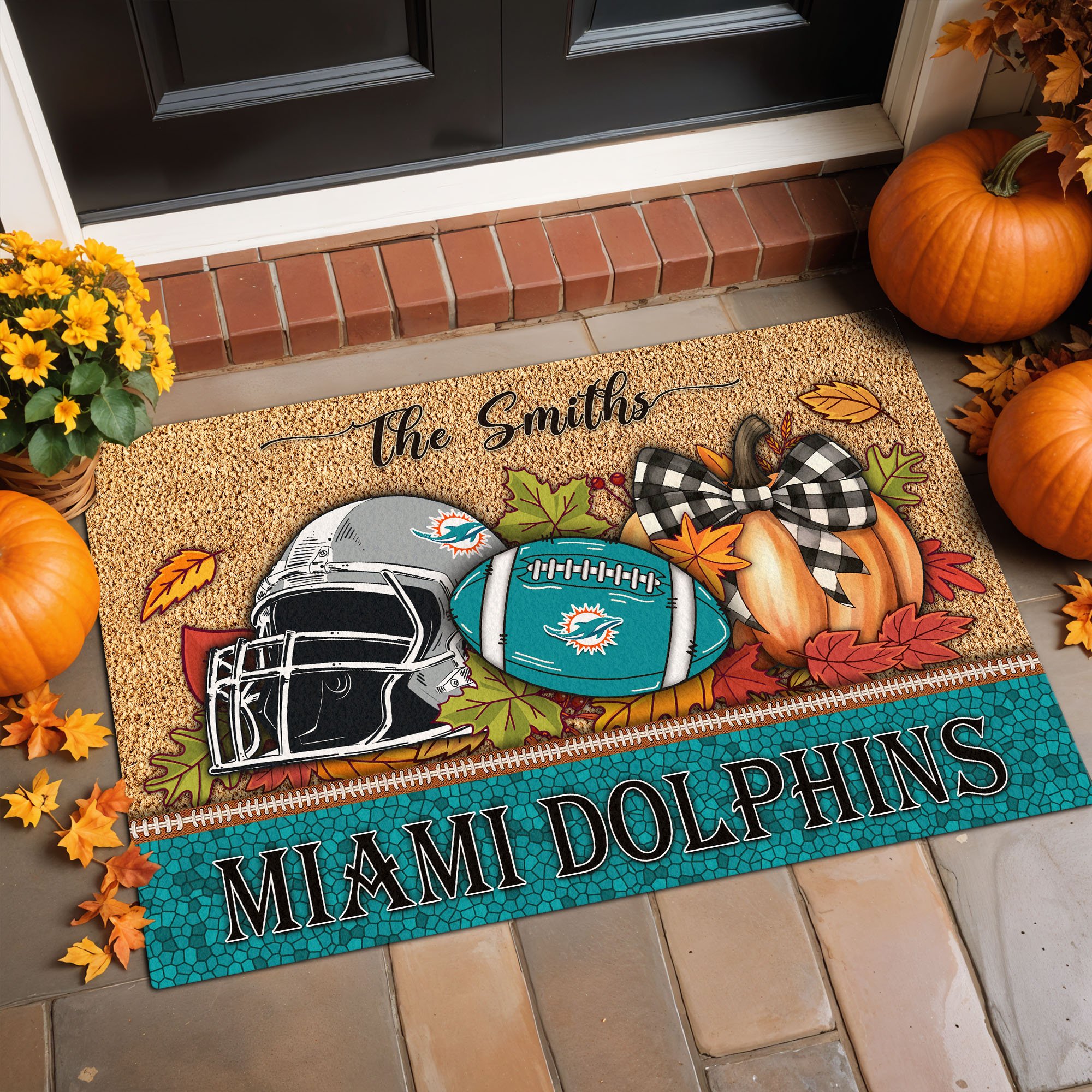 Miami Dolphins Doormat Custom Your Family Name, Sport Doormat, Sport Gifts For Fan, Home Decorations EHIVM-60181