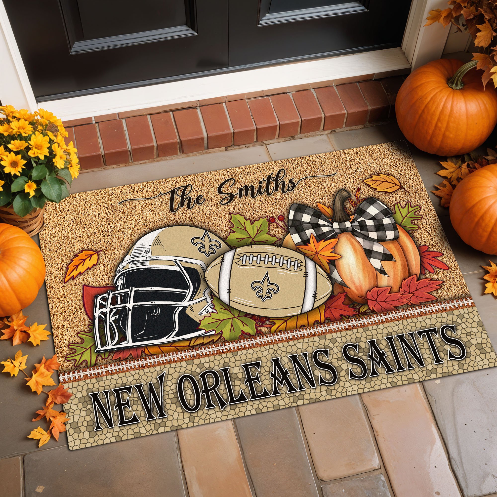 New Orleans Saints Doormat Custom Your Family Name, Sport Doormat, Sport Gifts For Fan, Home Decorations EHIVM-60181