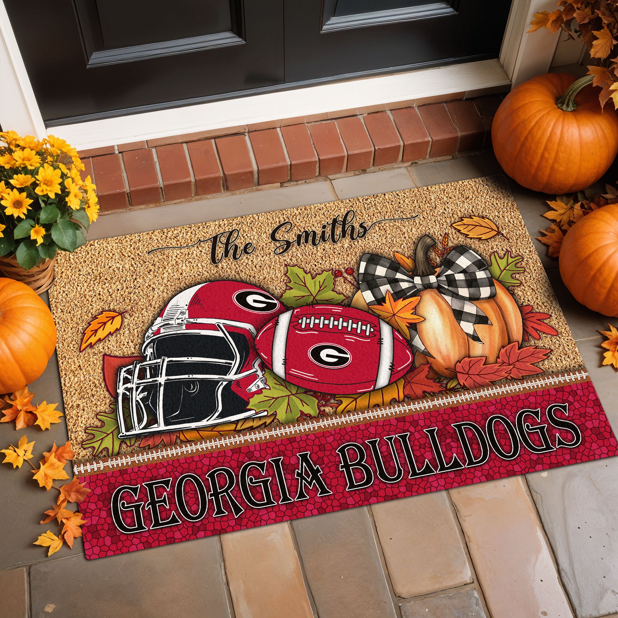 Georgia Bulldogs Doormat Custom Your Family Name, Sport Doormat, Sport Gifts For Fan, Home Decorations EHIVM-60231