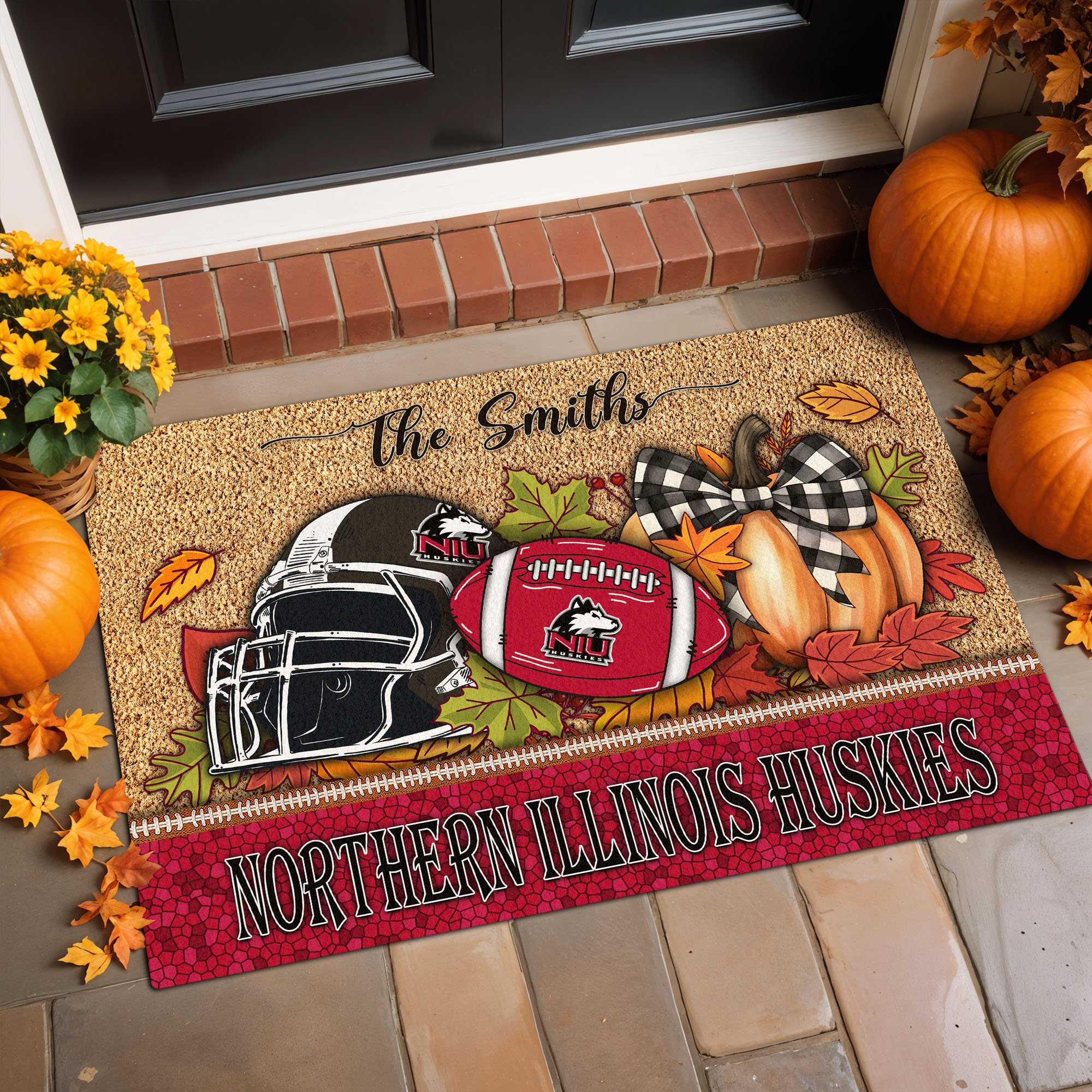 Northern Illinois Huskies Doormat Custom Your Family Name, Sport Doormat, Sport Gifts For Fan, Home Decorations EHIVM-60231