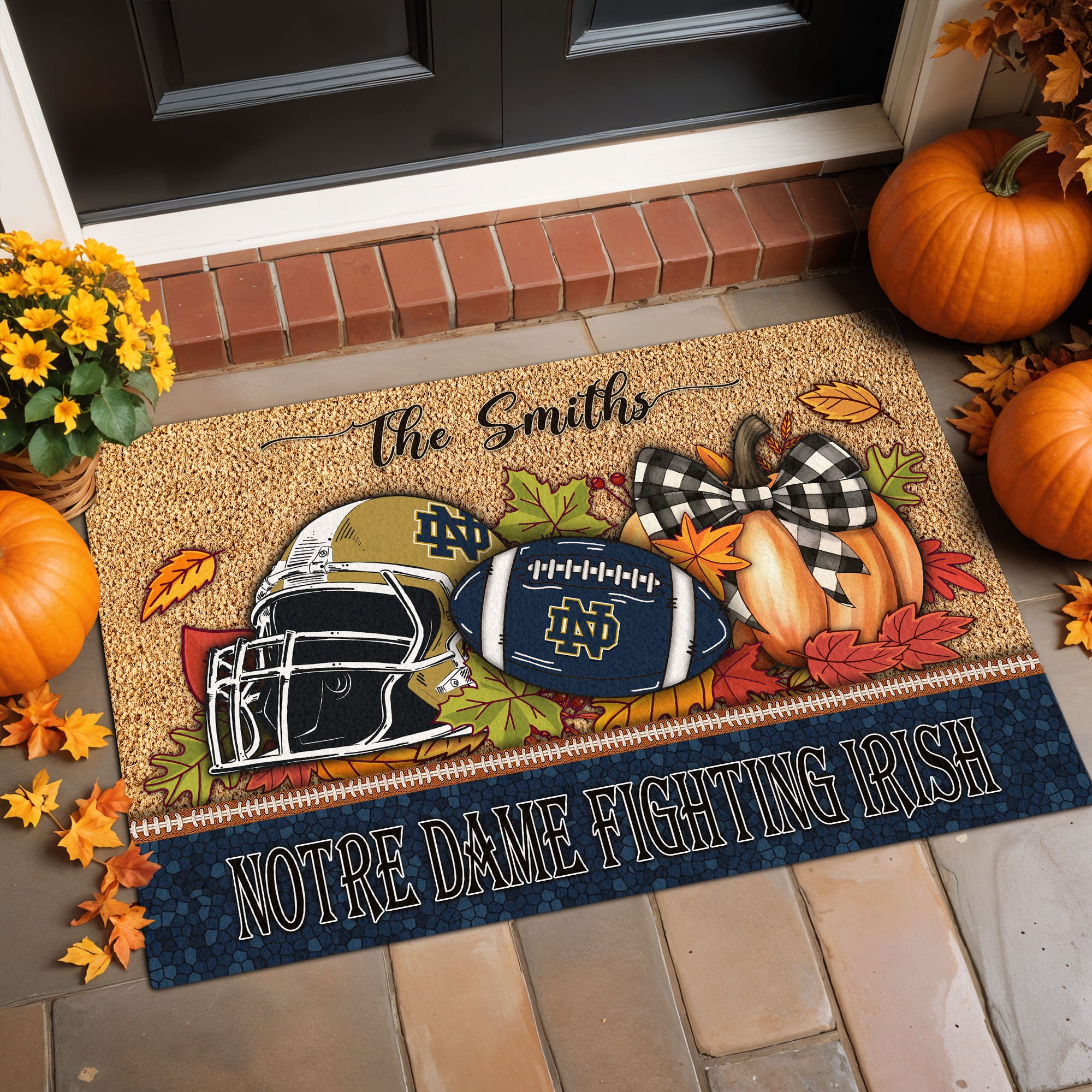 Notre Dame Fighting Irish Doormat Custom Your Family Name, Sport Doormat, Sport Gifts For Fan, Home Decorations EHIVM-60231