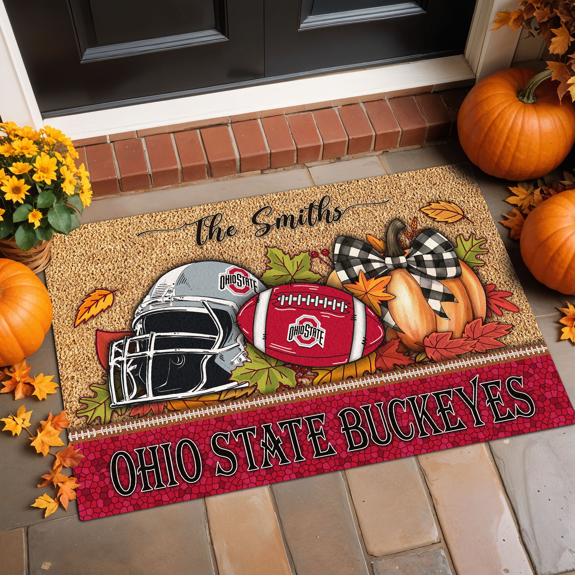 Ohio State Buckeyes Doormat Custom Your Family Name, Sport Doormat, Sport Gifts For Fan, Home Decorations EHIVM-60231