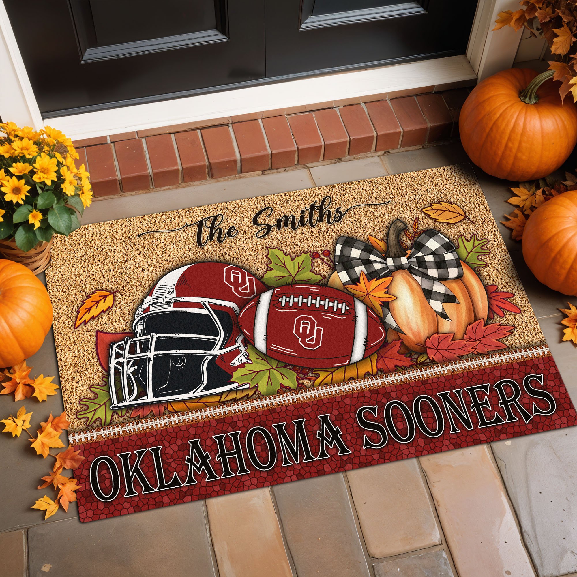 Oklahoma Sooners Doormat Custom Your Family Name, Sport Doormat, Sport Gifts For Fan, Home Decorations EHIVM-60231