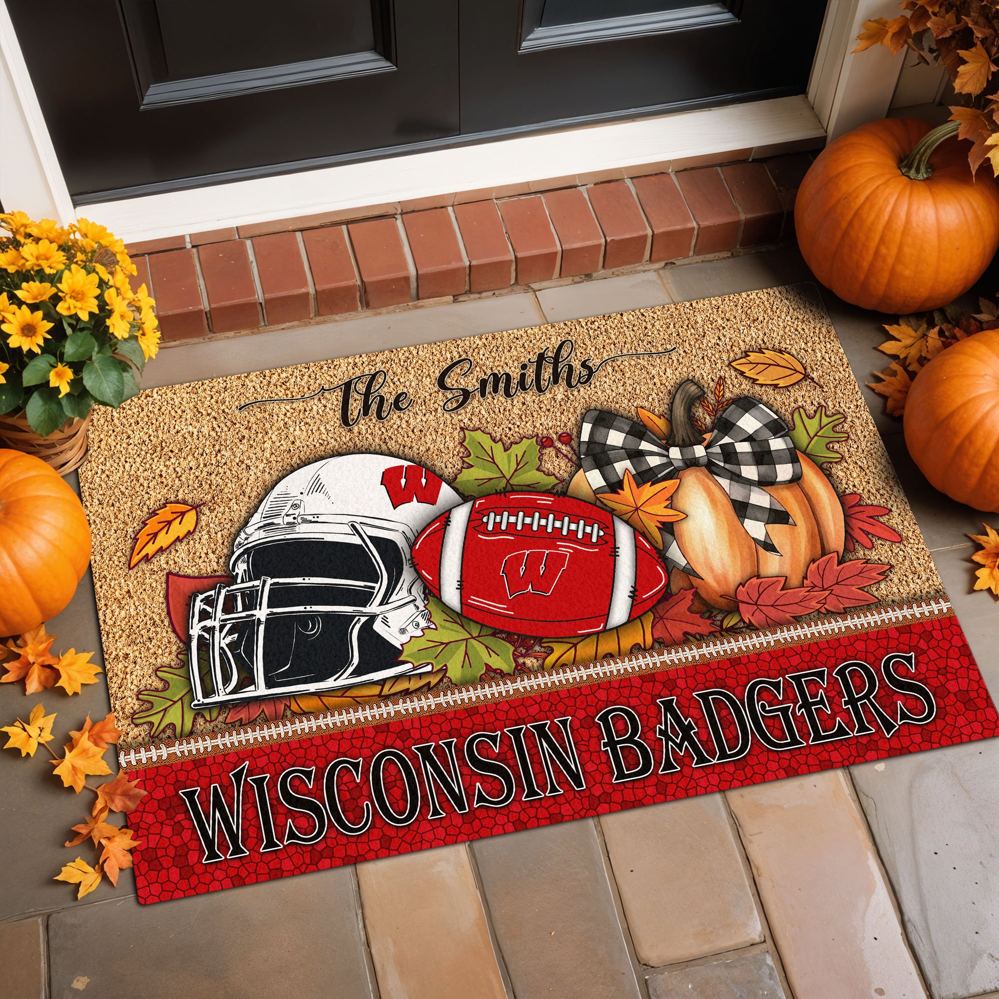 Wisconsin Badgers Doormat Custom Your Family Name, Sport Doormat, Sport Gifts For Fan, Home Decorations EHIVM-60231