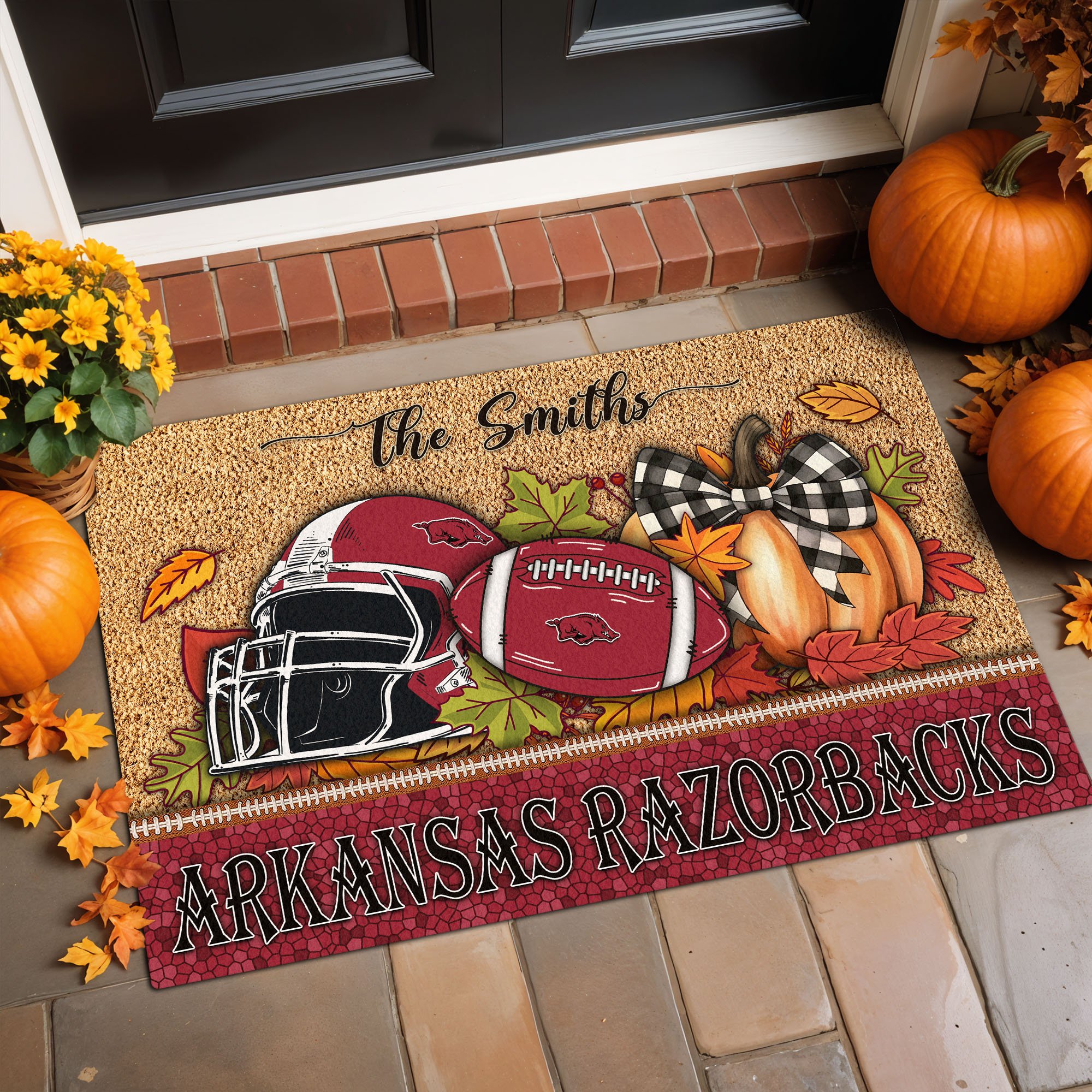 Arkansas Razorbacks Doormat Custom Your Family Name, Home Decorations EHIVM-60231