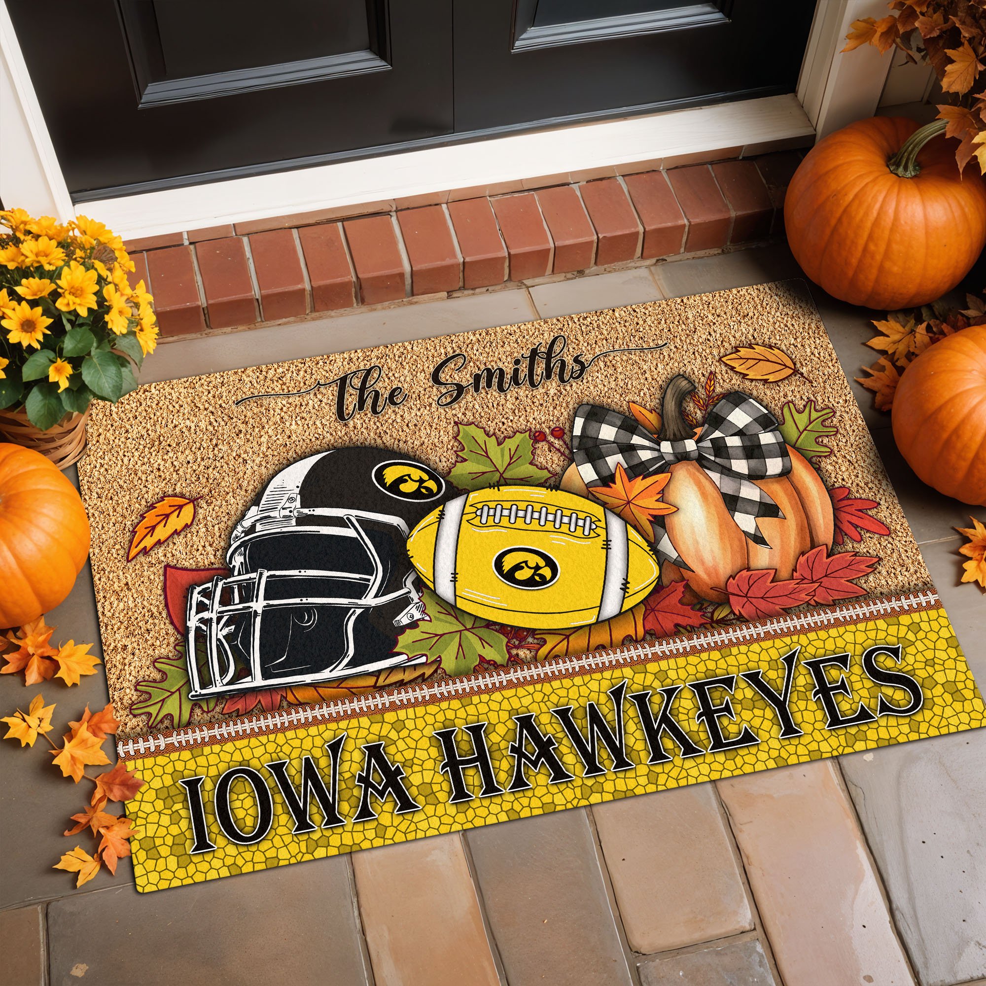 Iowa Hawkeyes Doormat Custom Your Family Name, Sport Doormat, Sport Gifts For Fan, Home Decorations EHIVM-60231