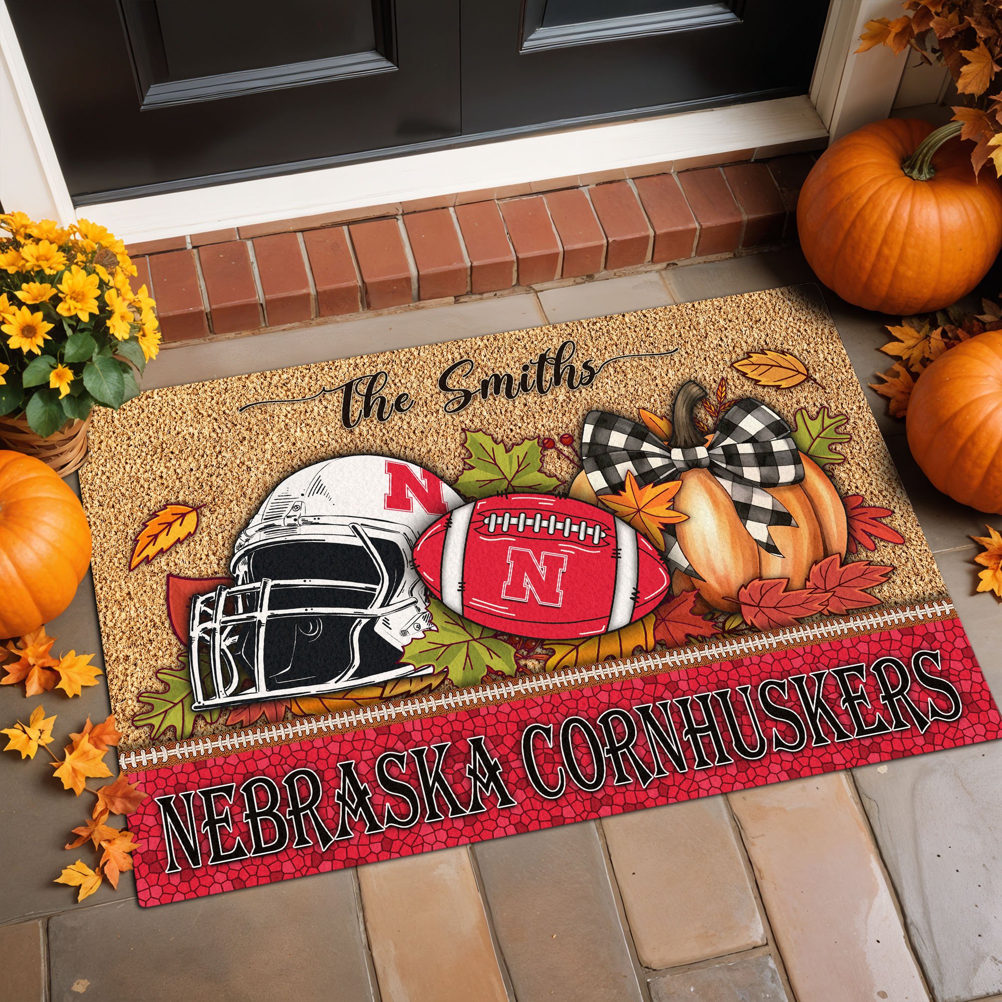 Nebraska Cornhuskers Doormat Custom Your Family Name, Sport Doormat, Sport Gifts For Fan, Home Decorations EHIVM-60231