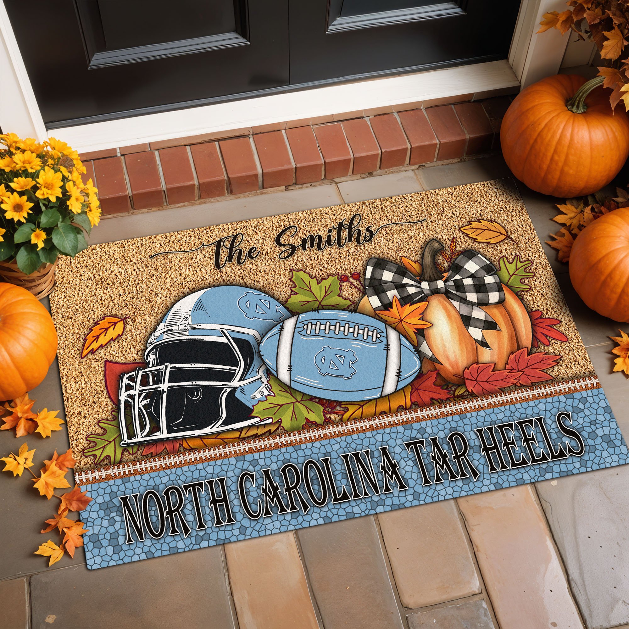 North Carolina Tar Heels Doormat Custom Your Family Name, Sport Doormat, Sport Gifts For Fan, Home Decorations EHIVM-60231