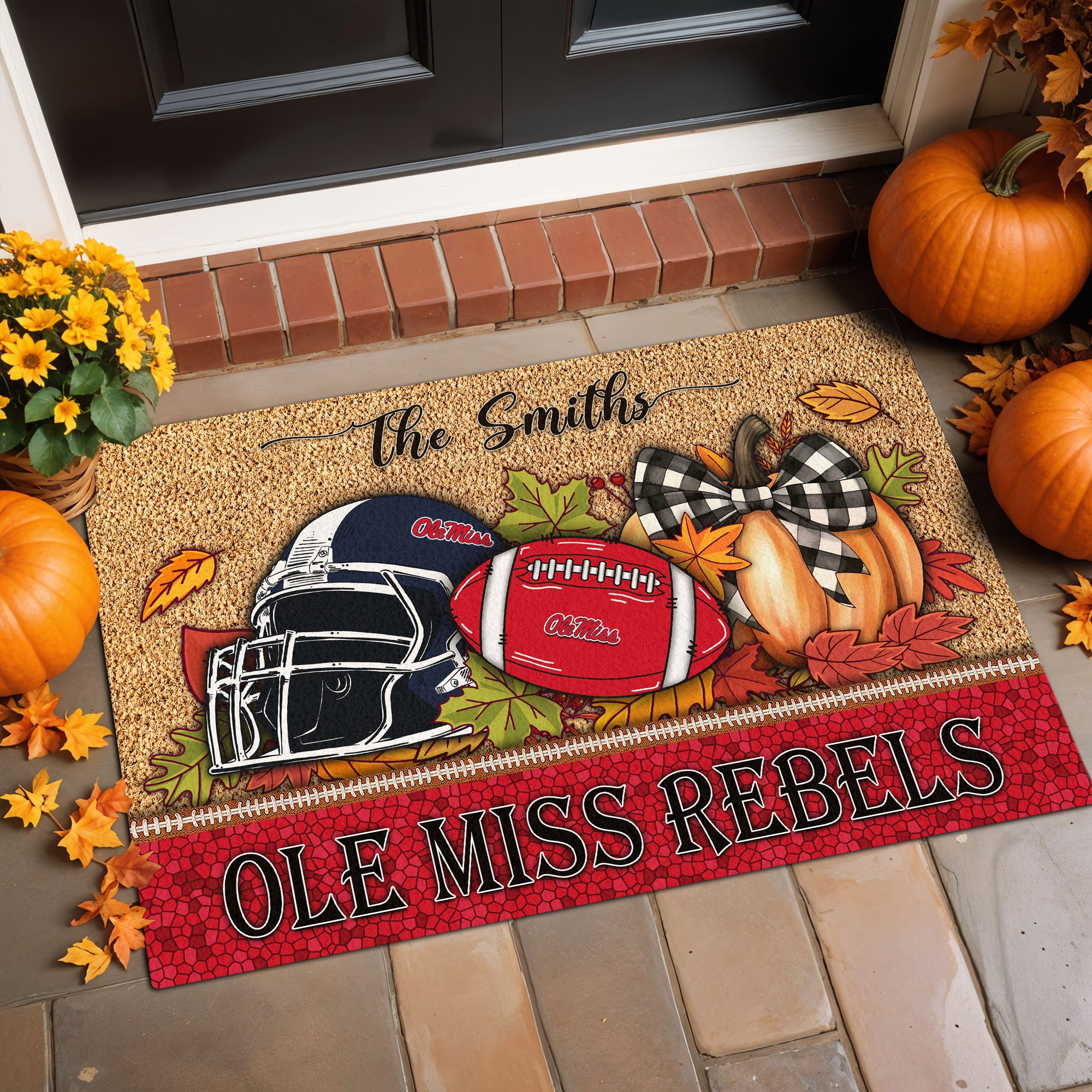 Ole Miss Rebels Doormat Custom Your Family Name, Sport Doormat, Sport Gifts For Fan, Home Decorations EHIVM-60231